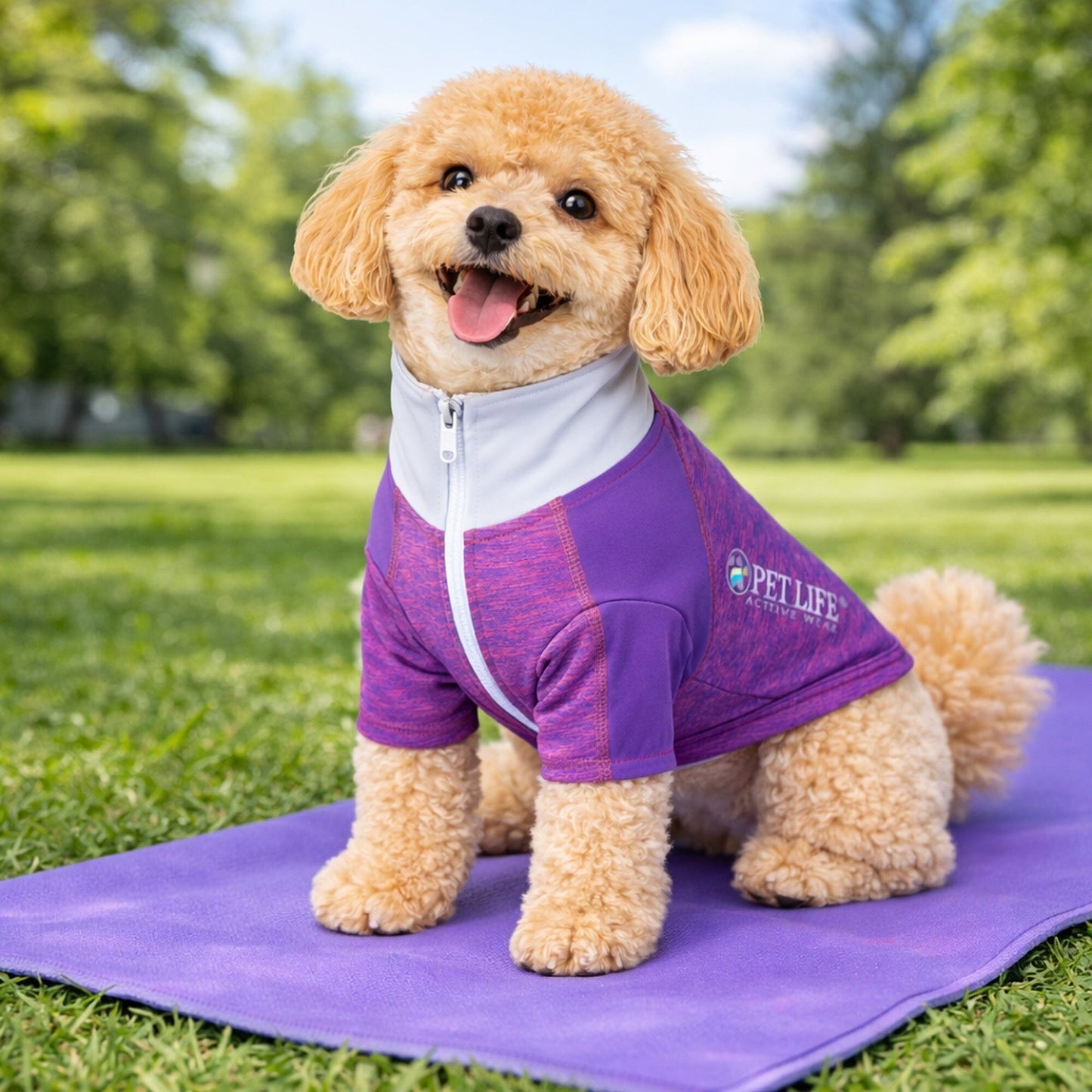 Pet Life ® Active 'Chewitt Wagassy' 4-Way-Stretch Yoga Fitness Long-Sleeve Dog T-Shirt