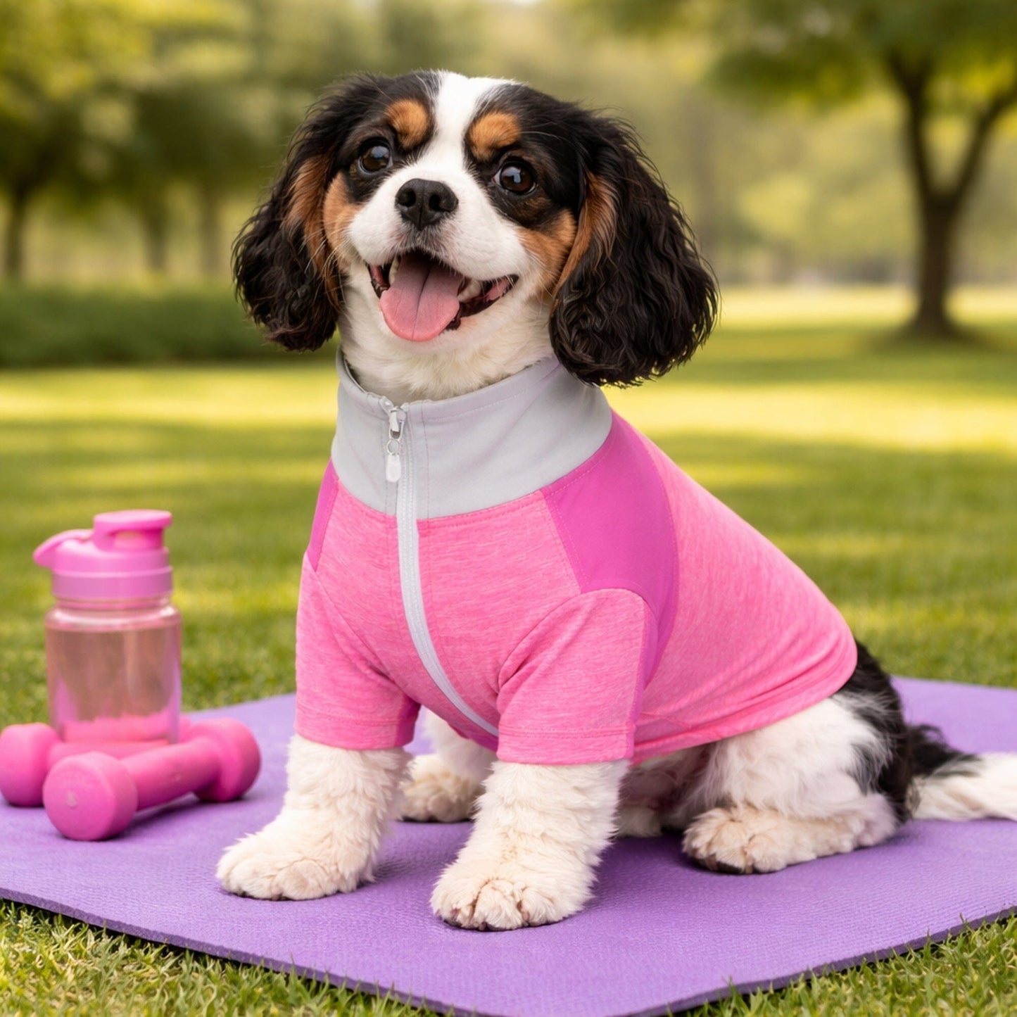 Pet Life ® Active 'Chewitt Wagassy' 4-Way-Stretch Yoga Fitness Long-Sleeve Dog T-Shirt