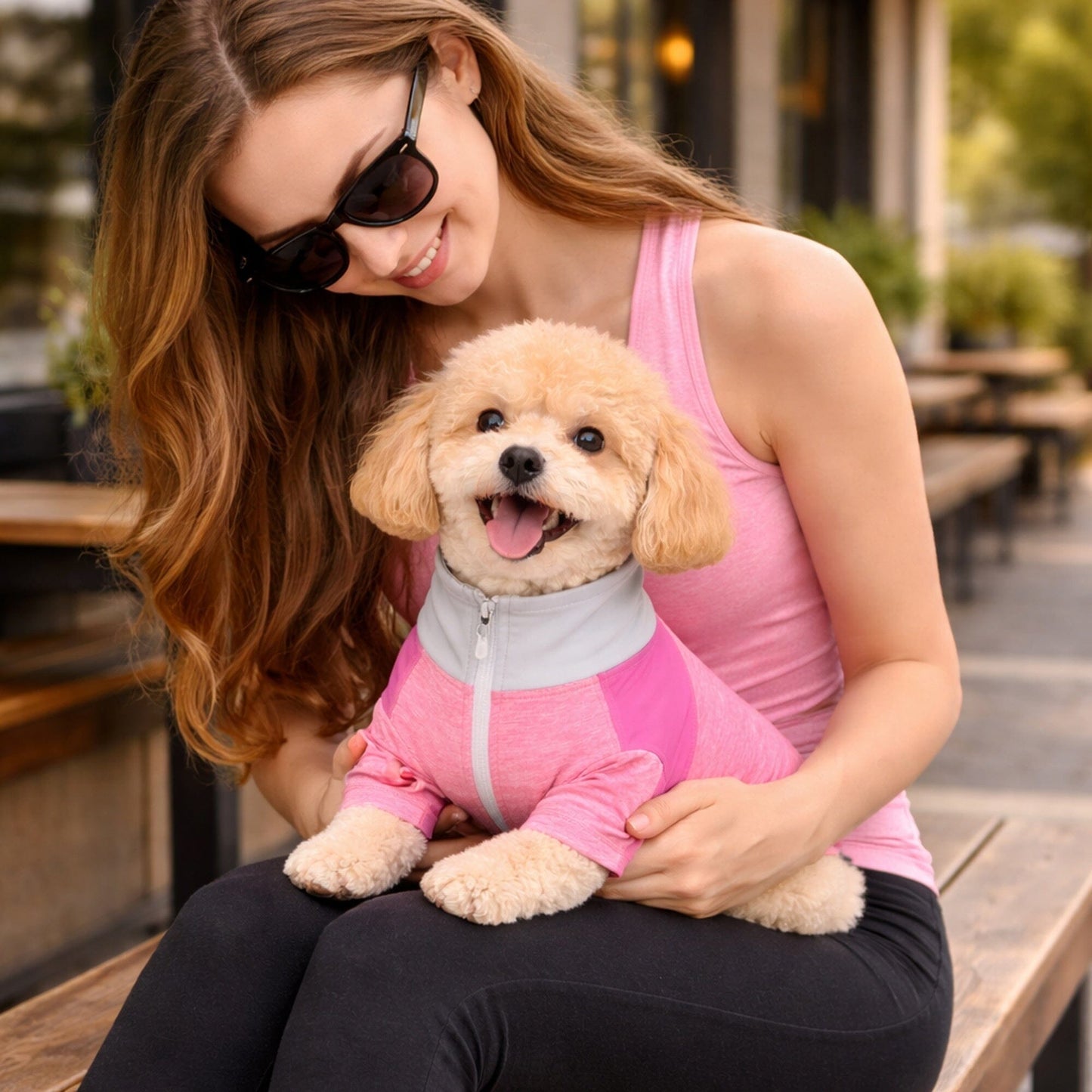 Pet Life ® Active 'Chewitt Wagassy' 4-Way-Stretch Yoga Fitness Long-Sleeve Dog T-Shirt