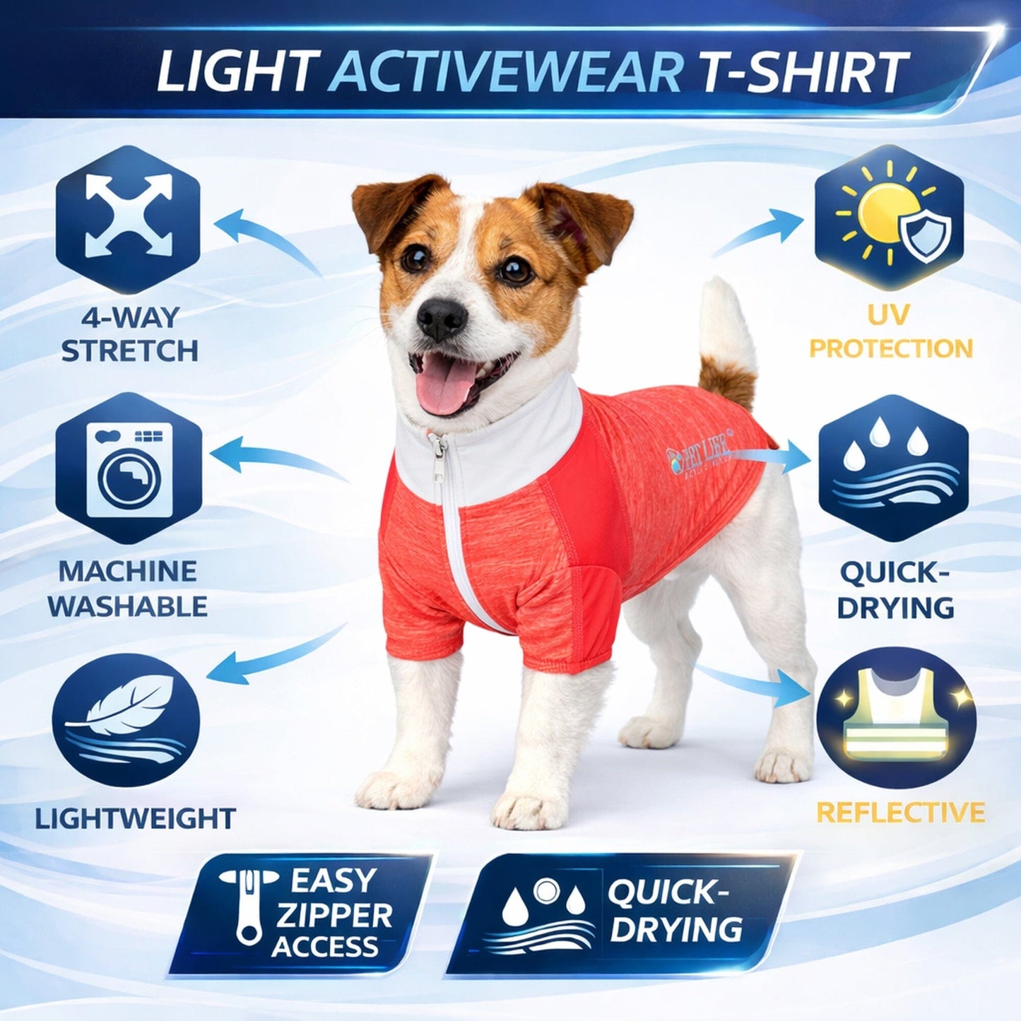 Pet Life ® Active 'Chewitt Wagassy' 4-Way-Stretch Yoga Fitness Long-Sleeve Dog T-Shirt
