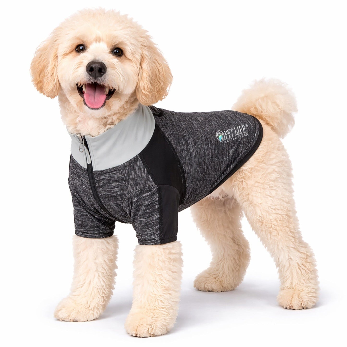 Pet Life ® Active 'Chewitt Wagassy' 4-Way-Stretch Yoga Fitness Long-Sleeve Dog T-Shirt