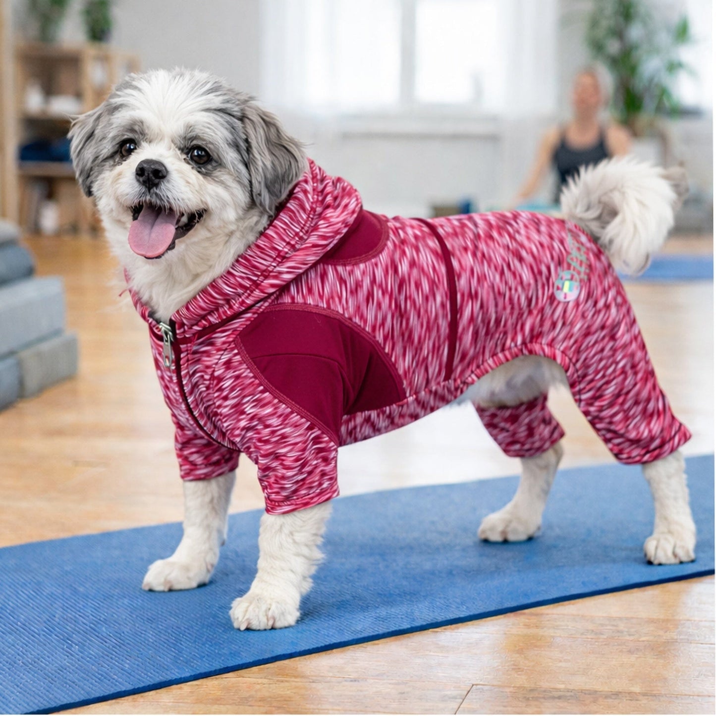 Pet Life ® Active 'Downward Dog' 4-Way-Stretch Fitness Yoga Dog Tracksuit Hoodie