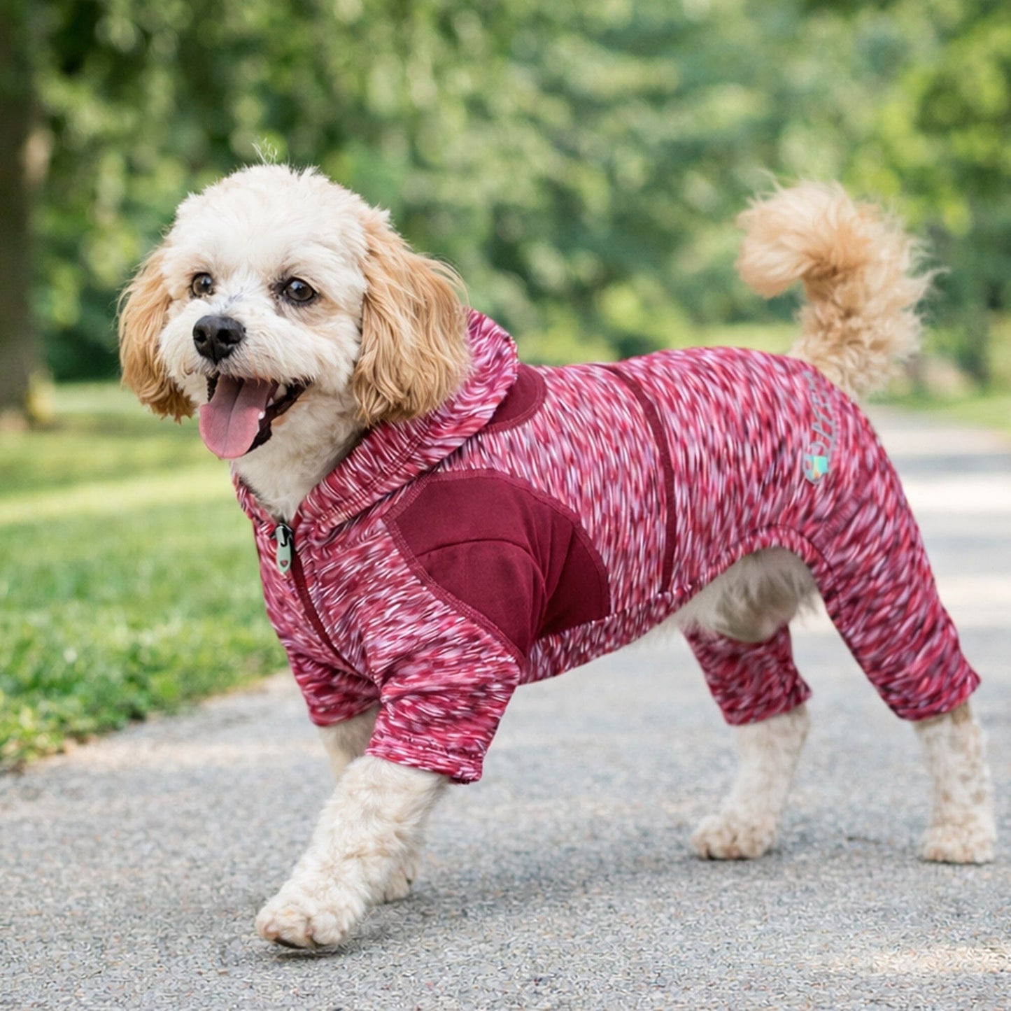 Pet Life ® Active 'Downward Dog' 4-Way-Stretch Fitness Yoga Dog Tracksuit Hoodie