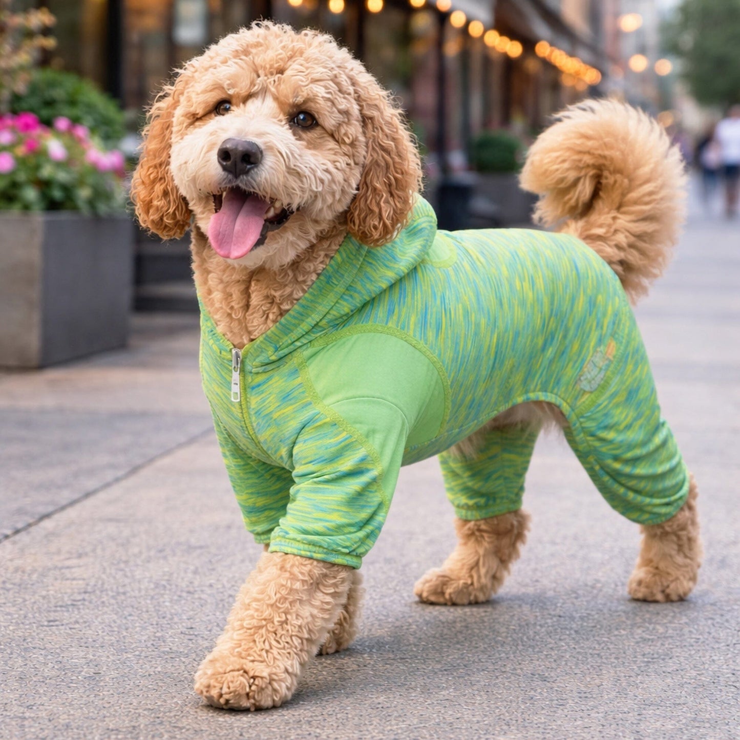 Pet Life ® Active 'Downward Dog' 4-Way-Stretch Fitness Yoga Dog Tracksuit Hoodie
