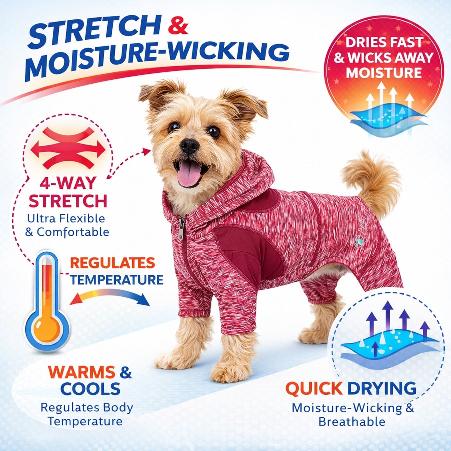 Pet Life ® Active 'Downward Dog' 4-Way-Stretch Fitness Yoga Dog Tracksuit Hoodie