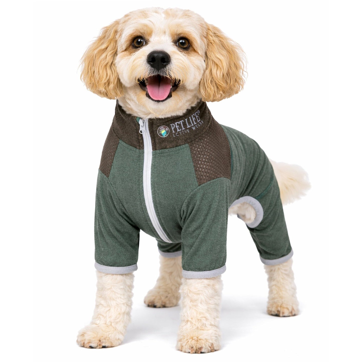 Pet Life ®  Active 'Embarker' 4-Way Stretch Fitness Yoga Full Body Dog Tracksuit