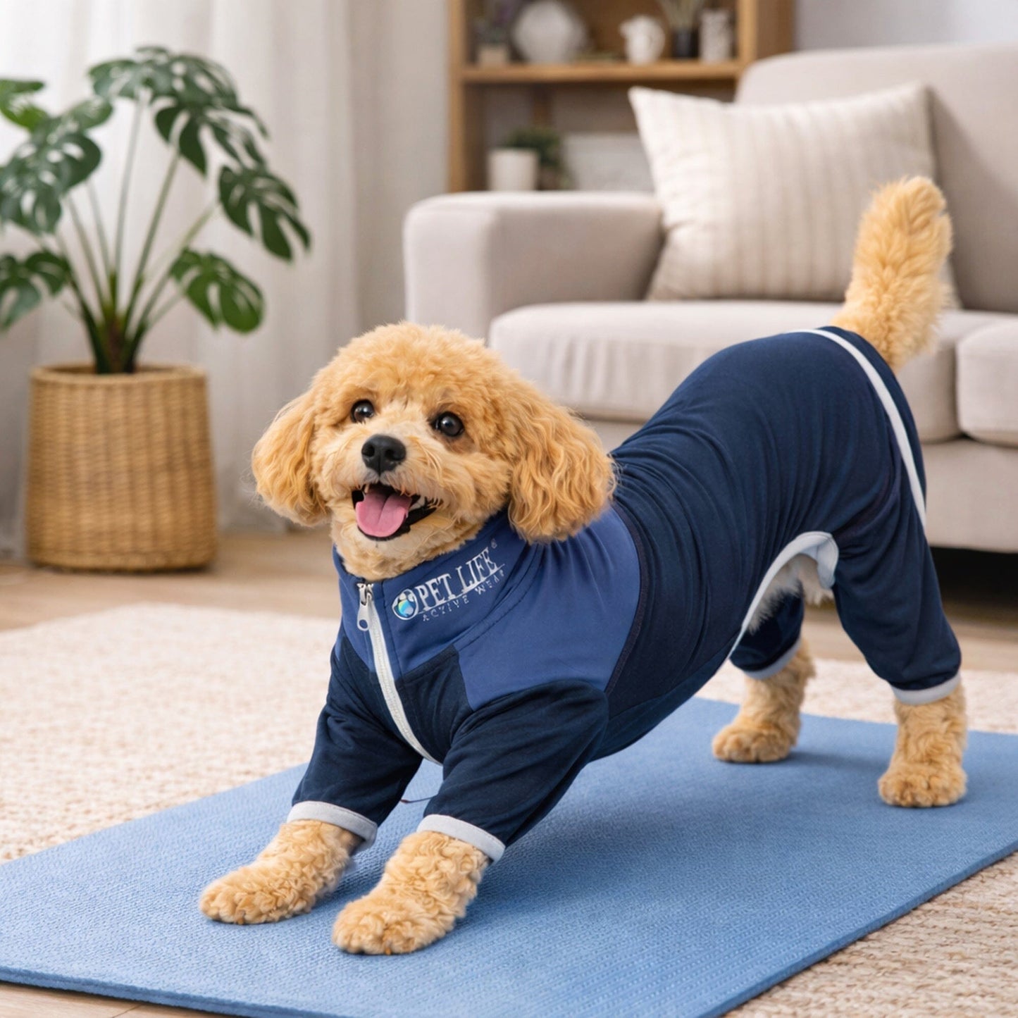 Pet Life ®  Active 'Embarker' 4-Way Stretch Fitness Yoga Full Body Dog Tracksuit