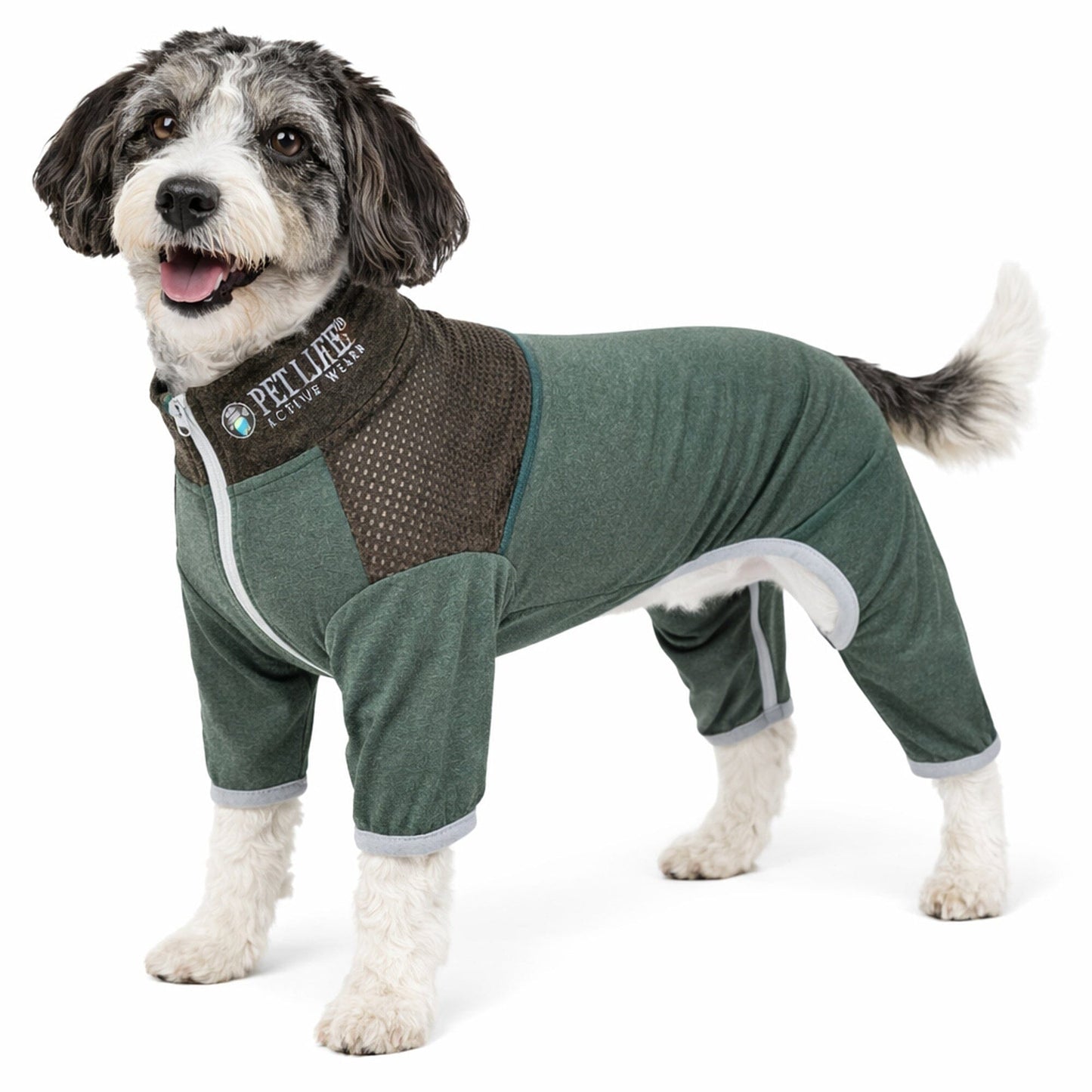 Pet Life ®  Active 'Embarker' 4-Way Stretch Fitness Yoga Full Body Dog Tracksuit
