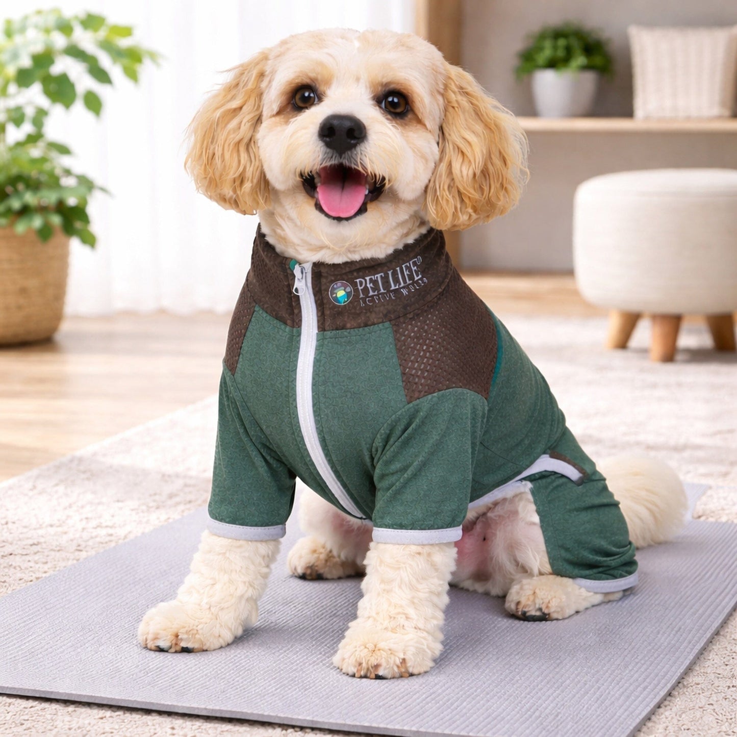 Pet Life ®  Active 'Embarker' 4-Way Stretch Fitness Yoga Full Body Dog Tracksuit