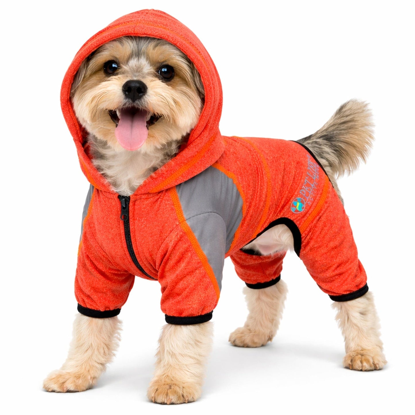 Pet Life ®  Active 'Fur-Breeze' Medium-weight 4-Way-Stretch Full Body Hooded Dog Yoga sweater