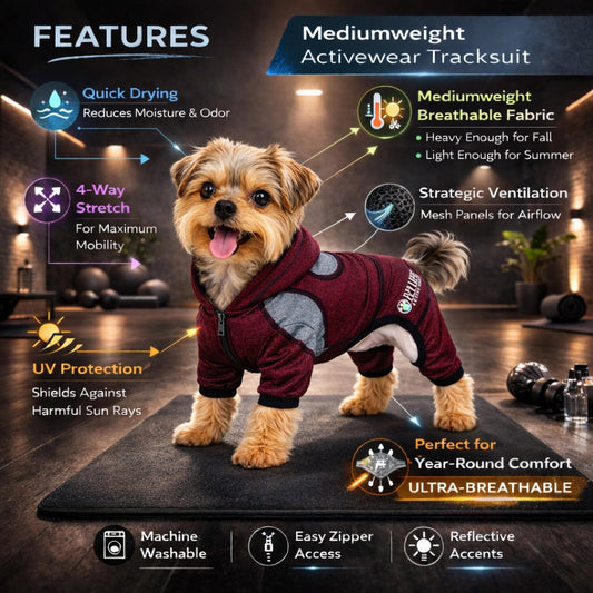 dog-yoga-sweater-hooded-full-body-4-way-stretch-tracksuit-luxury-view-2 | Majestic Pet Kingdom