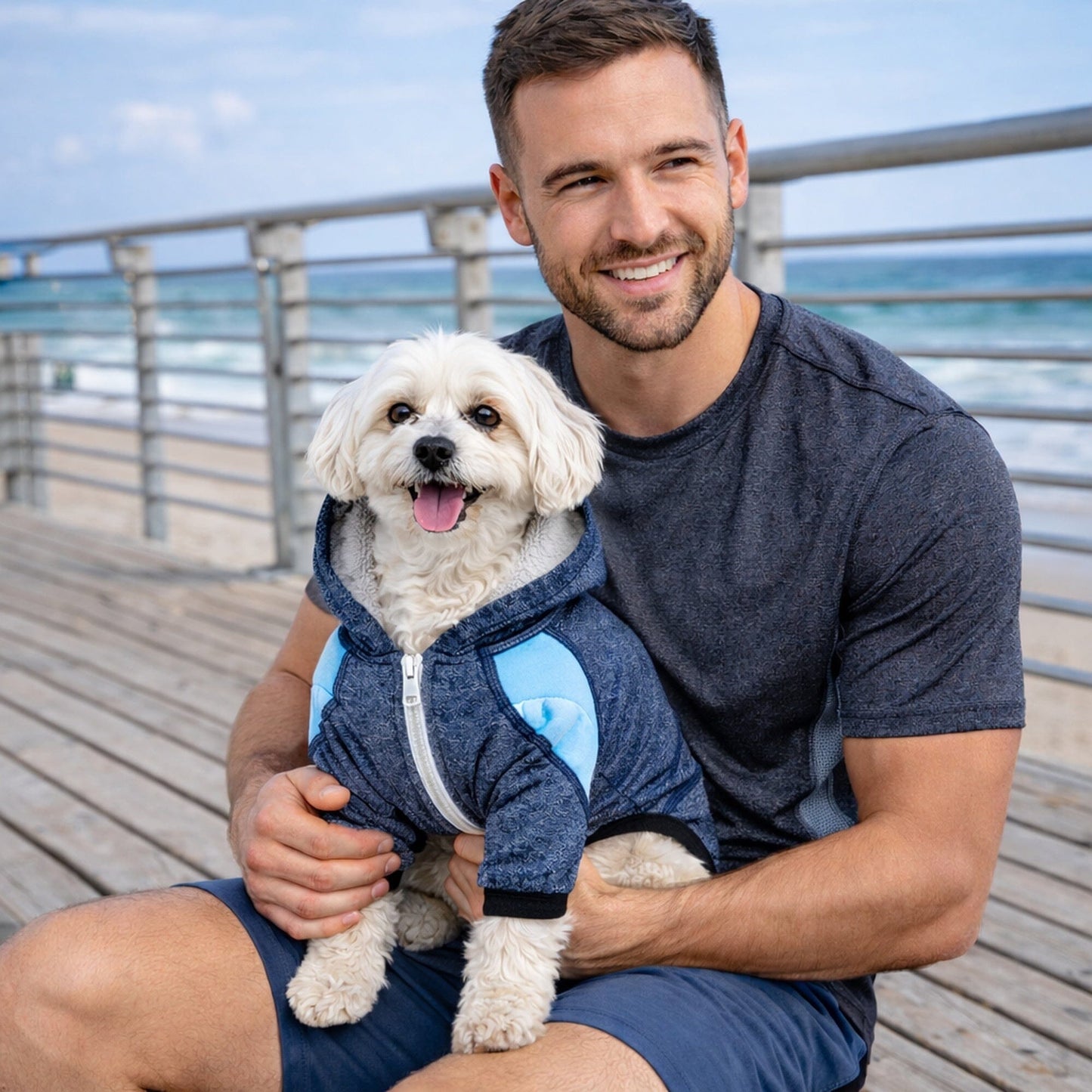 Pet Life ®  Active 'Fur-Breeze' Medium-weight 4-Way-Stretch Full Body Hooded Dog Yoga sweater