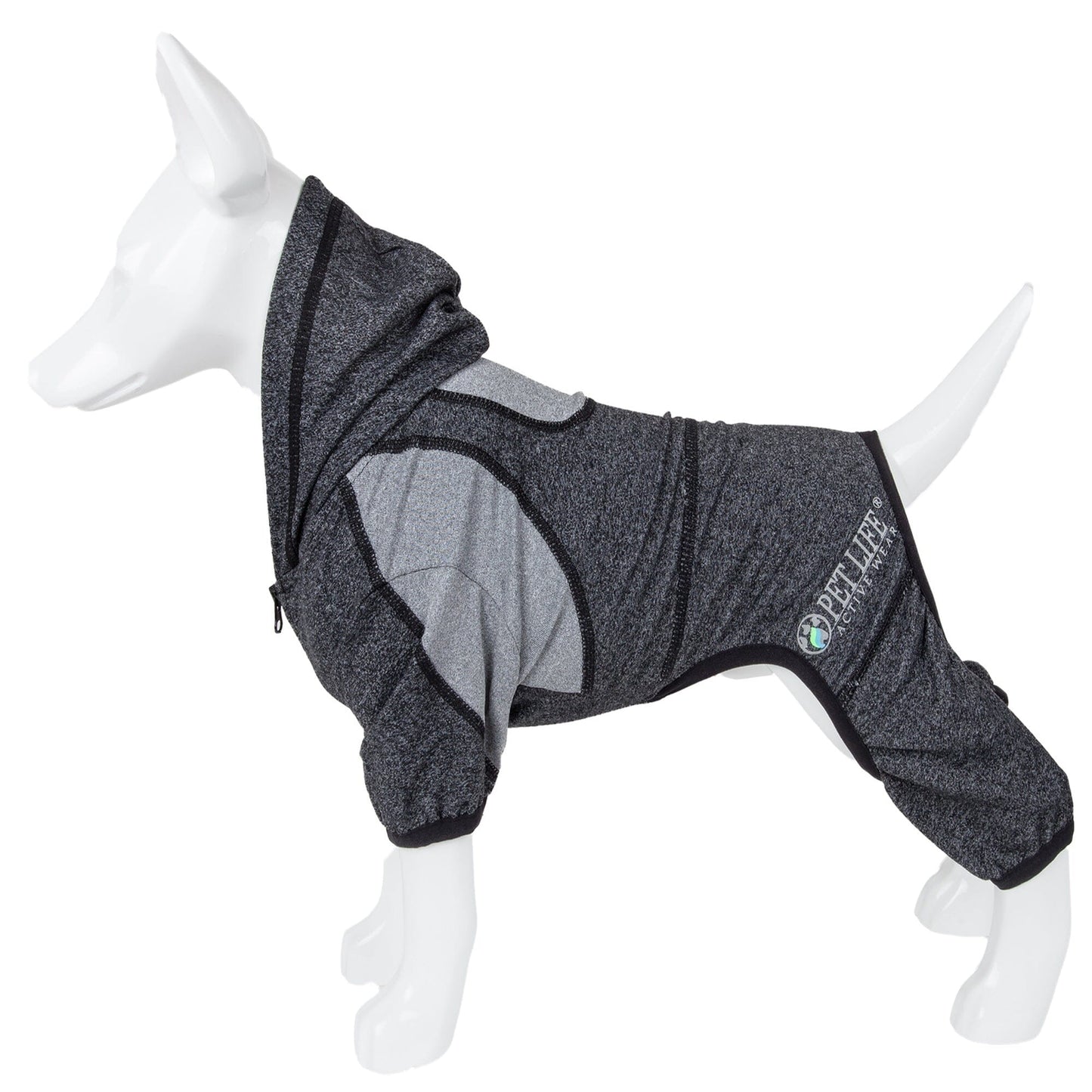 Pet Life ®  Active 'Fur-Breeze' Medium-weight 4-Way-Stretch Full Body Hooded Dog Yoga sweater