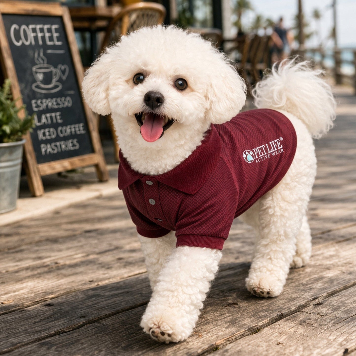 Pet Life ® Active 'Fur-Flex' Stretch and Quick-Dry Anti-Odor Fitness Yoga Dog Polo T-Shirt