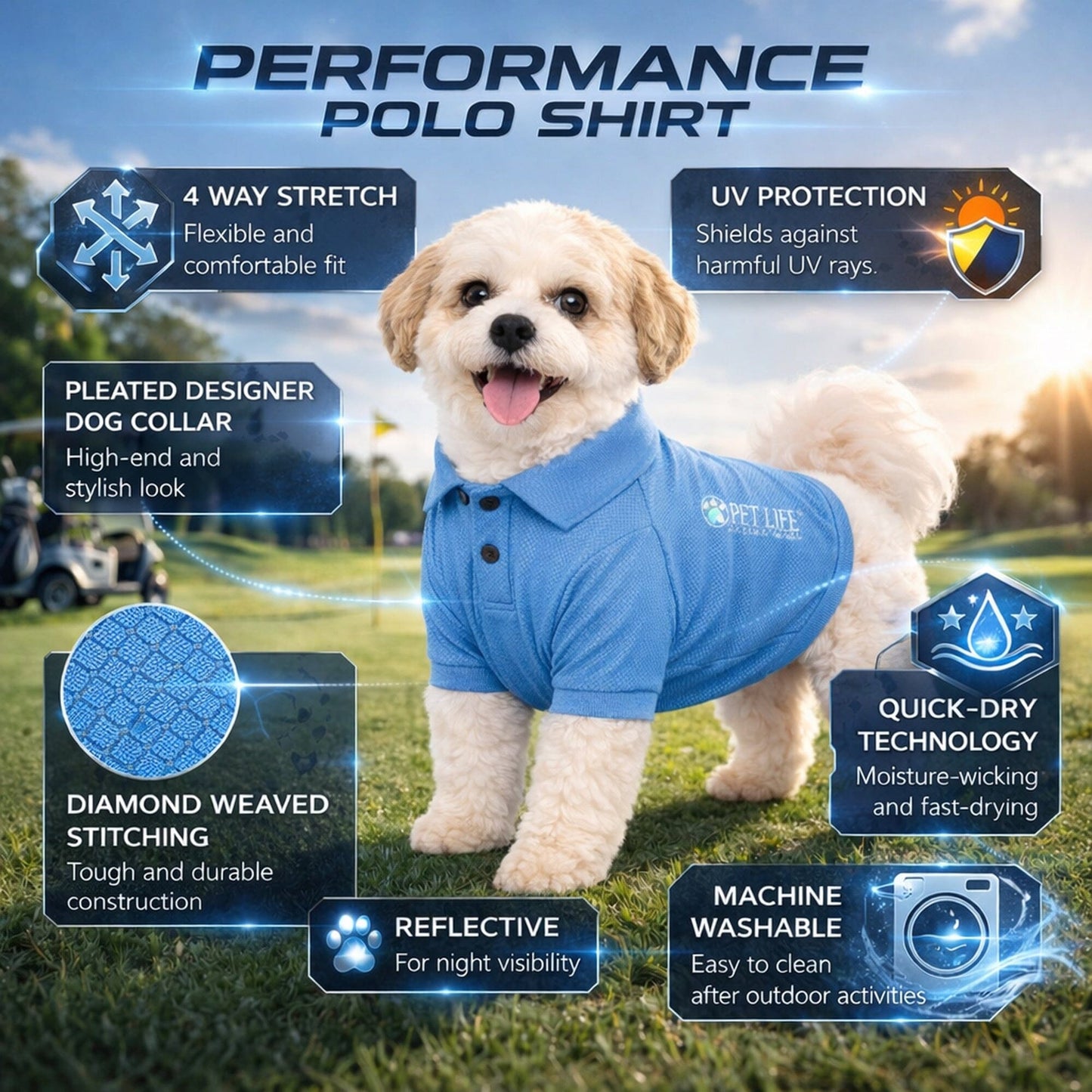 Pet Life ® Active 'Fur-Flex' Stretch and Quick-Dry Anti-Odor Fitness Yoga Dog Polo T-Shirt