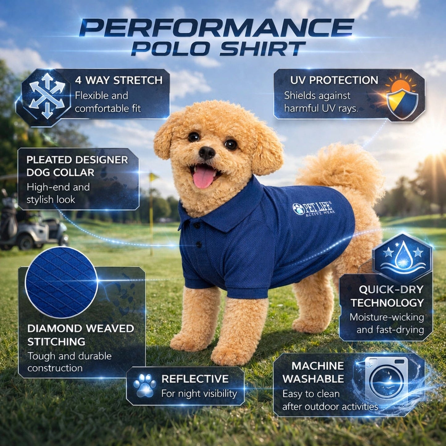 Pet Life ® Active 'Fur-Flex' Stretch and Quick-Dry Anti-Odor Fitness Yoga Dog Polo T-Shirt