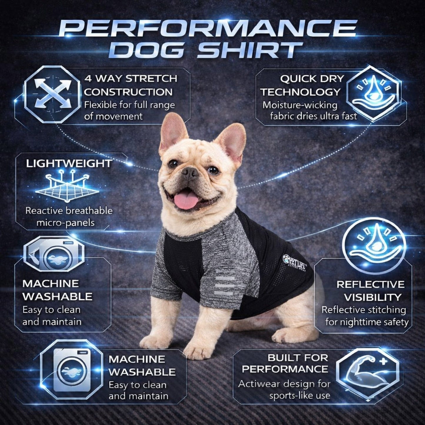Pet Life ® Active 'Hybreed' 4-Way-Stretch Fitness Performance Dog T-Shirt