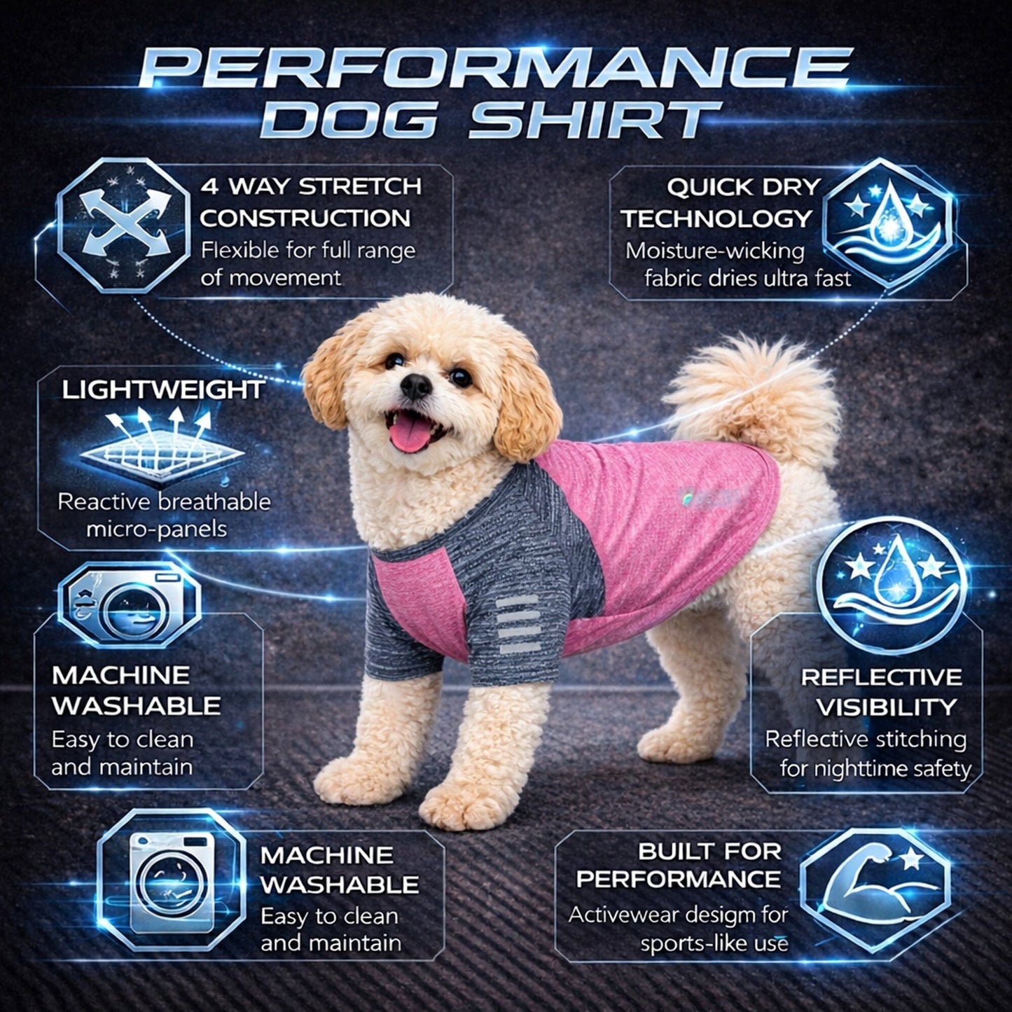 Pet Life ® Active 'Hybreed' 4-Way-Stretch Fitness Performance Dog T-Shirt