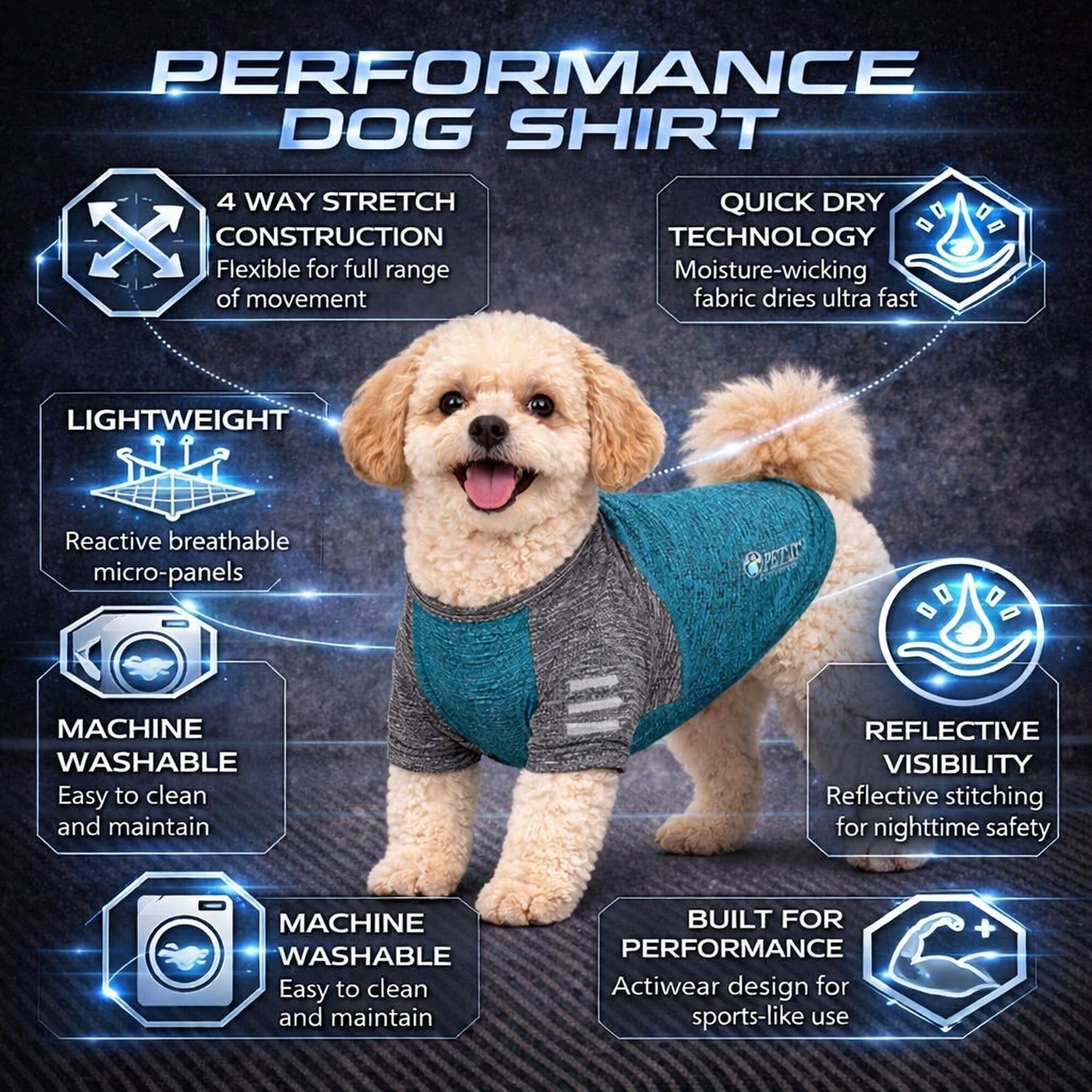 Pet Life ® Active 'Hybreed' 4-Way-Stretch Fitness Performance Dog T-Shirt