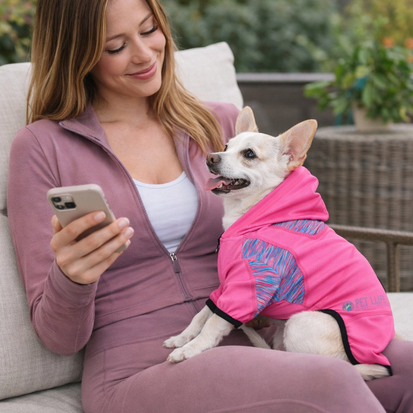 Pet Life ® Active 'Pawsterity' Mediumweight 4-Way-Stretch Yoga Fitness Dog Tracksuit Hoodie