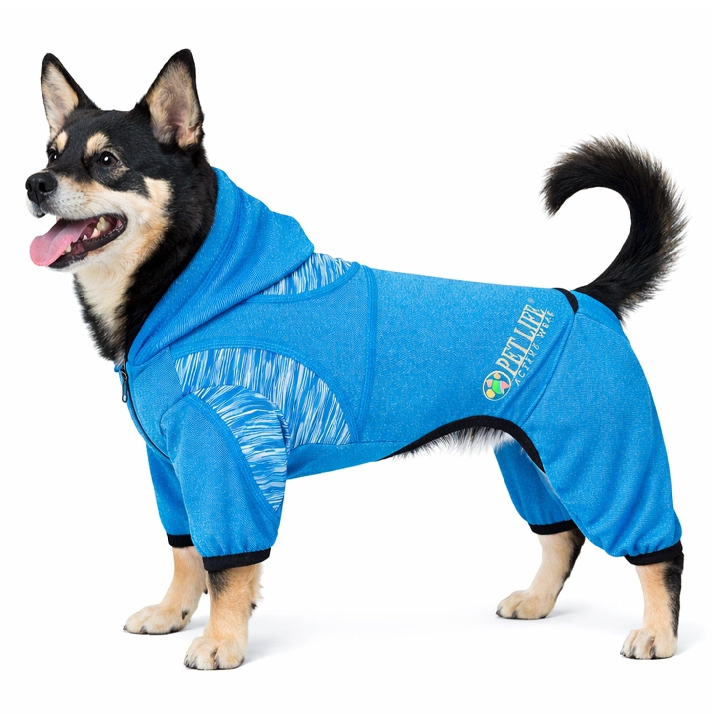 Pet Life ® Active 'Pawsterity' Mediumweight 4-Way-Stretch Yoga Fitness Dog Tracksuit Hoodie