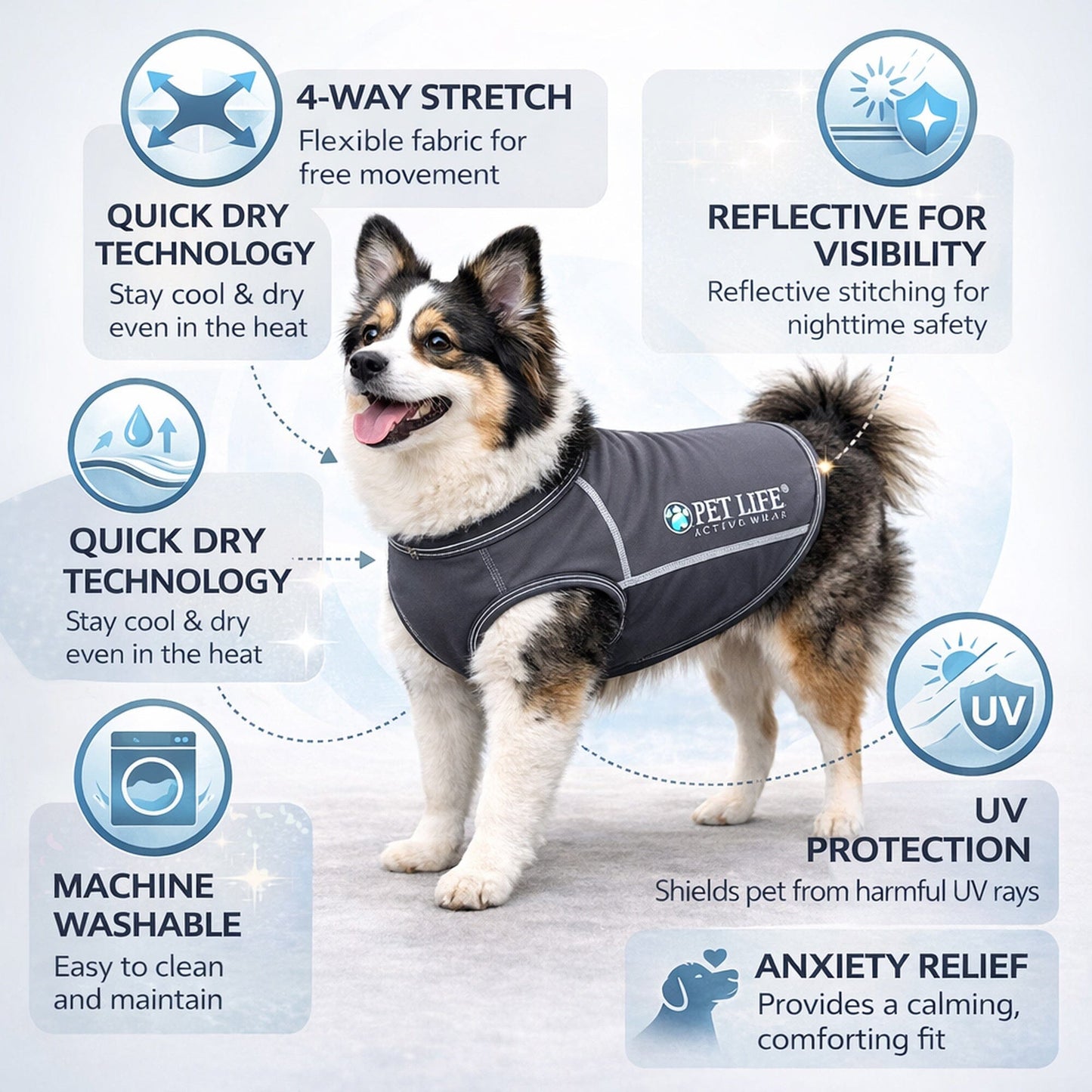 Pet Life ®  Active 'Racerbark' 4-Way-Stretch Yoga Fitness Dog T-Shirt Tank Top