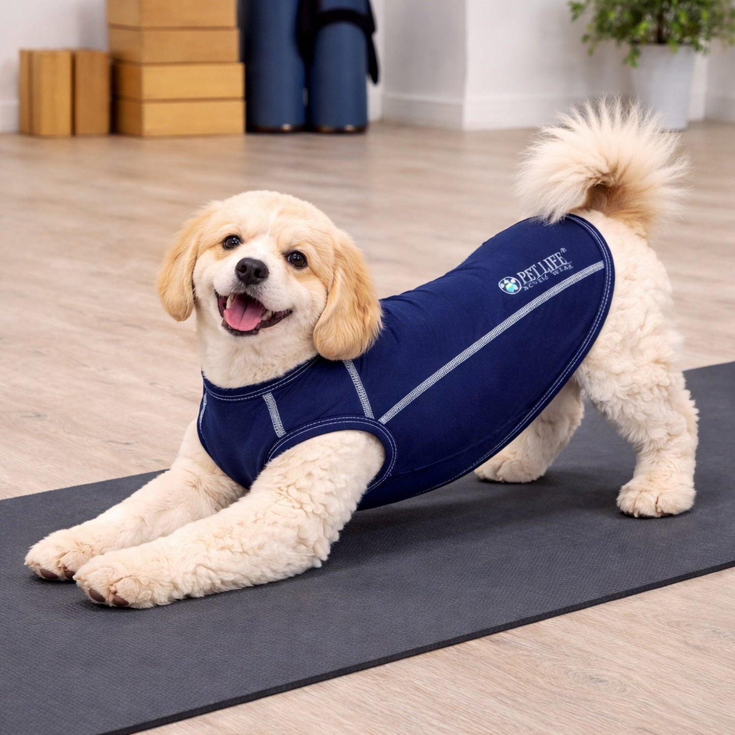 Pet Life ®  Active 'Racerbark' 4-Way-Stretch Yoga Fitness Dog T-Shirt Tank Top