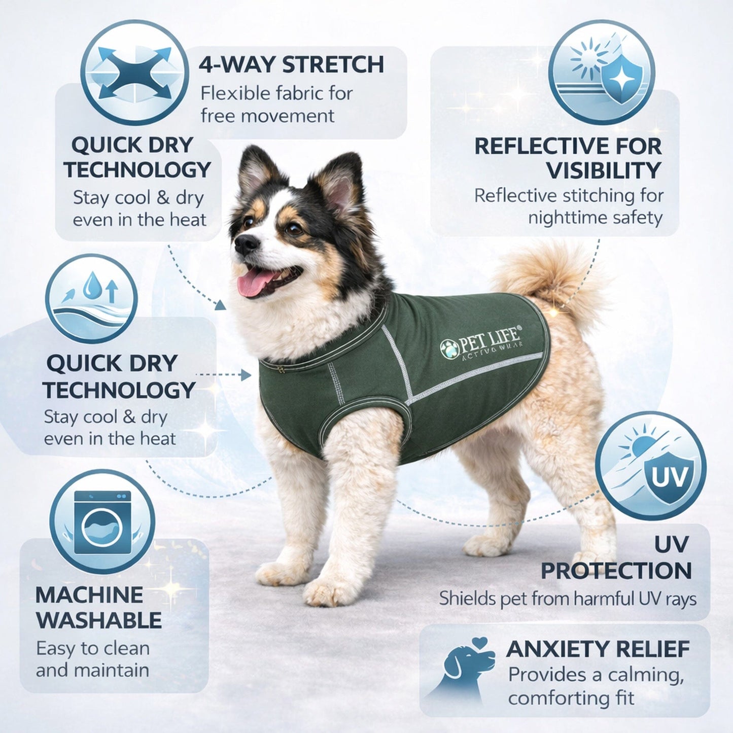 Pet Life ®  Active 'Racerbark' 4-Way-Stretch Yoga Fitness Dog T-Shirt Tank Top