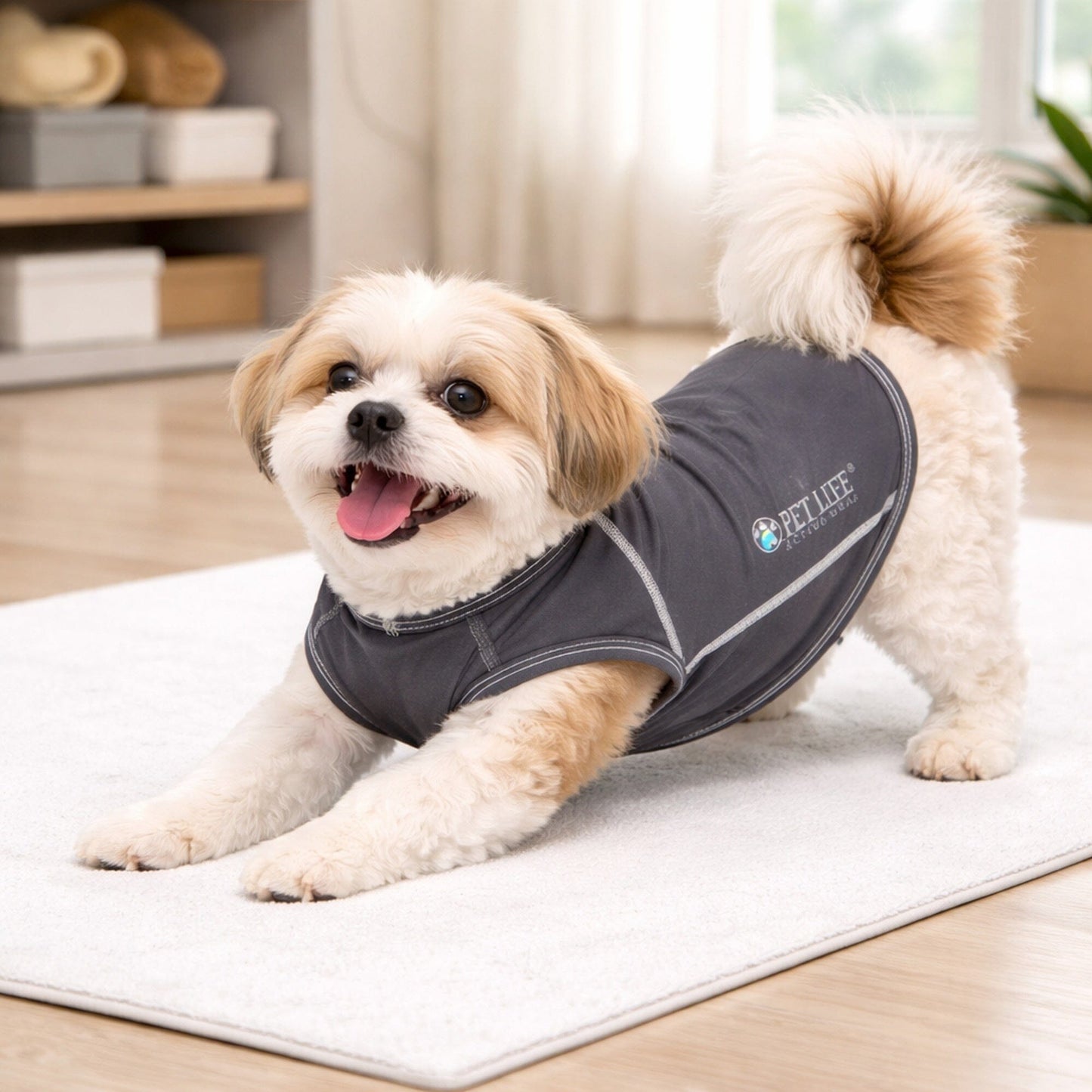 Pet Life ®  Active 'Racerbark' 4-Way-Stretch Yoga Fitness Dog T-Shirt Tank Top
