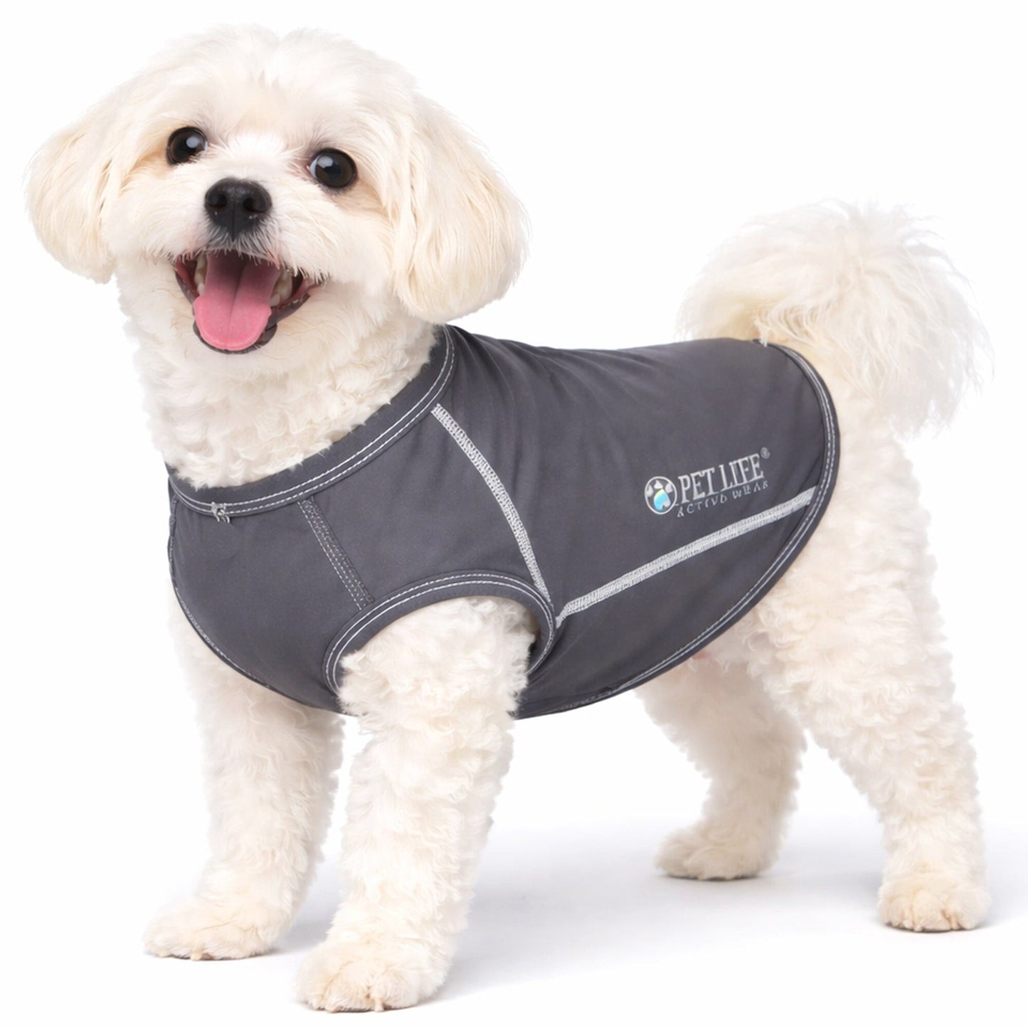 Pet Life ®  Active 'Racerbark' 4-Way-Stretch Yoga Fitness Dog T-Shirt Tank Top