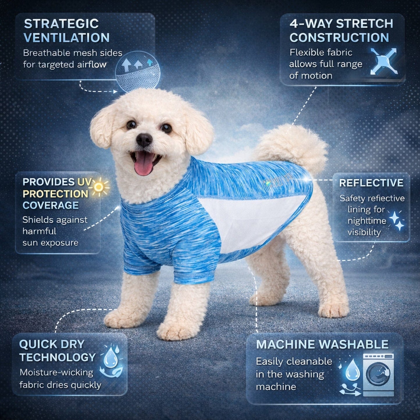 Pet Life ® Active 'Warf Speed' Heathered Ultra-Stretch Yoga Fitness Dog T-Shirt