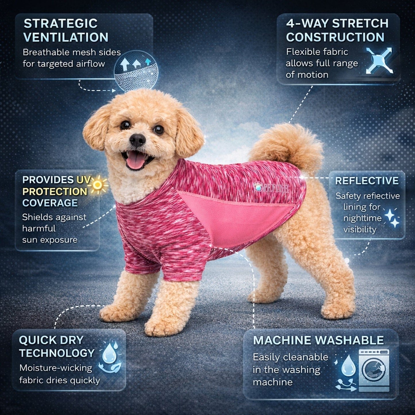 Pet Life ® Active 'Warf Speed' Heathered Ultra-Stretch Yoga Fitness Dog T-Shirt