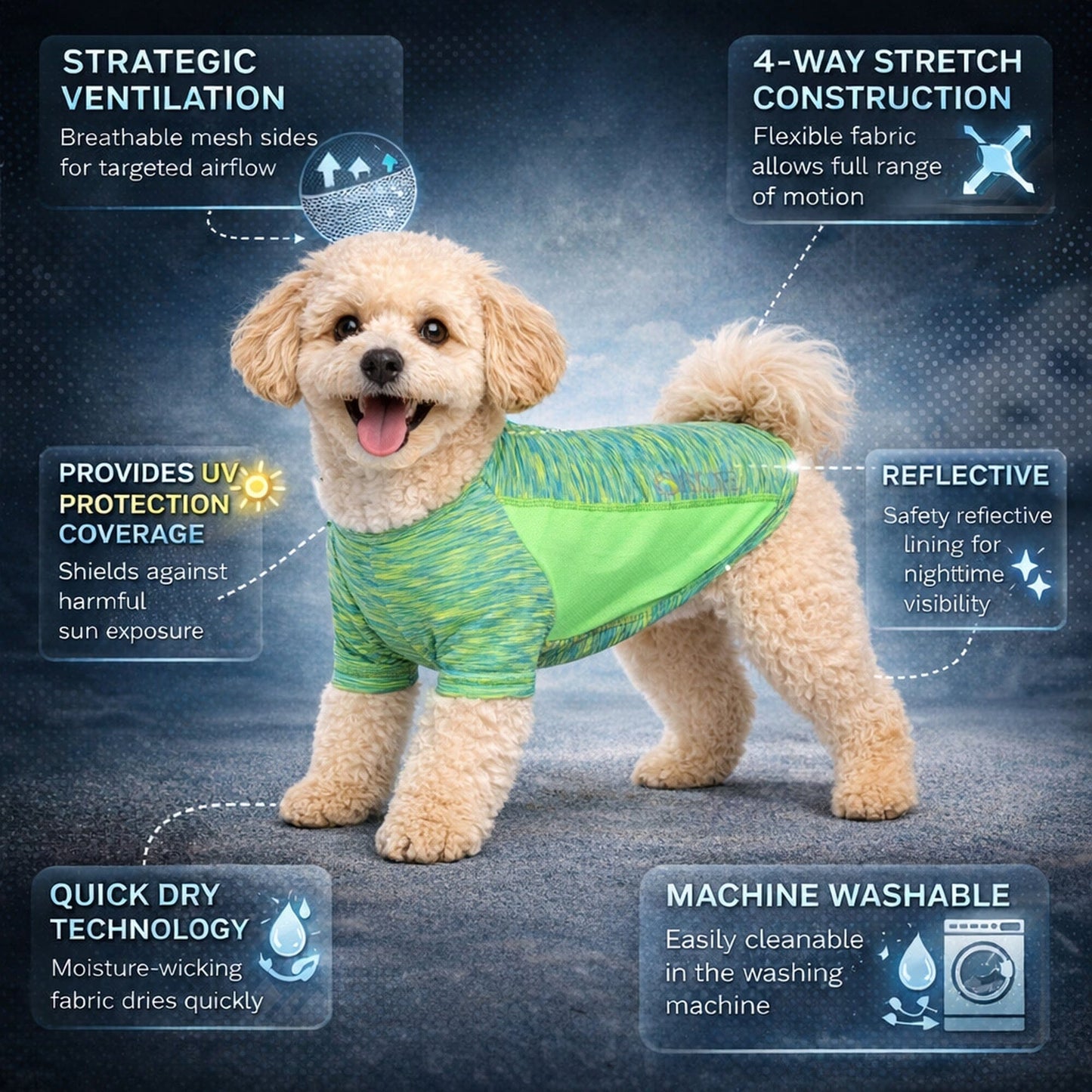Pet Life ® Active 'Warf Speed' Heathered Ultra-Stretch Yoga Fitness Dog T-Shirt