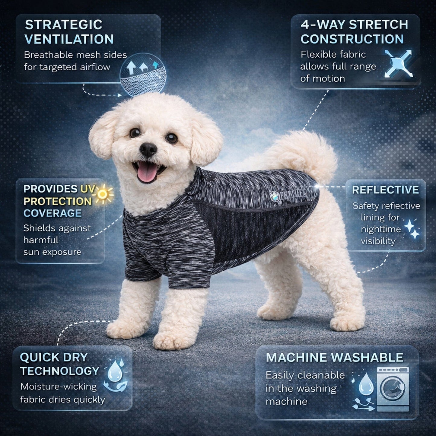 Pet Life ® Active 'Warf Speed' Heathered Ultra-Stretch Yoga Fitness Dog T-Shirt