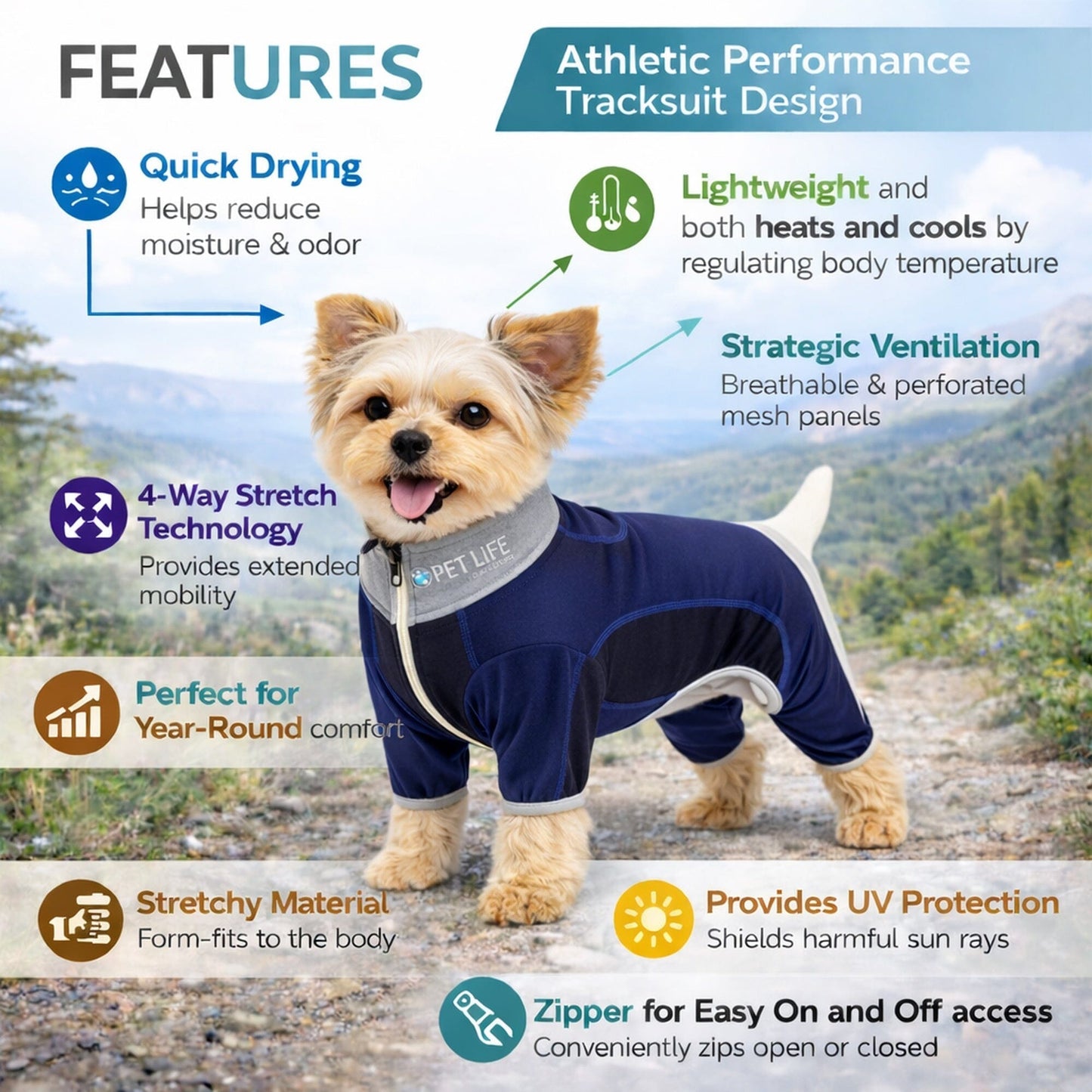 Pet Life ® Active 'Warm-Pup' Stretchy and Quick-Drying Fitness Dog Yoga Warm-Up Tracksuit