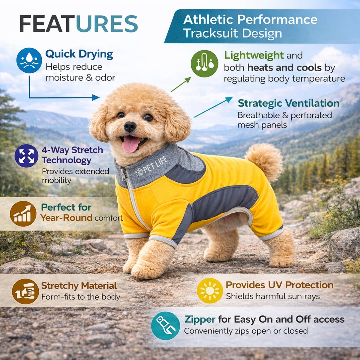 Pet Life ® Active 'Warm-Pup' Stretchy and Quick-Drying Fitness Dog Yoga Warm-Up Tracksuit