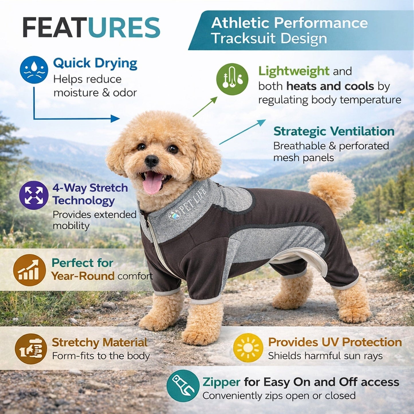 Pet Life ® Active 'Warm-Pup' Stretchy and Quick-Drying Fitness Dog Yoga Warm-Up Tracksuit