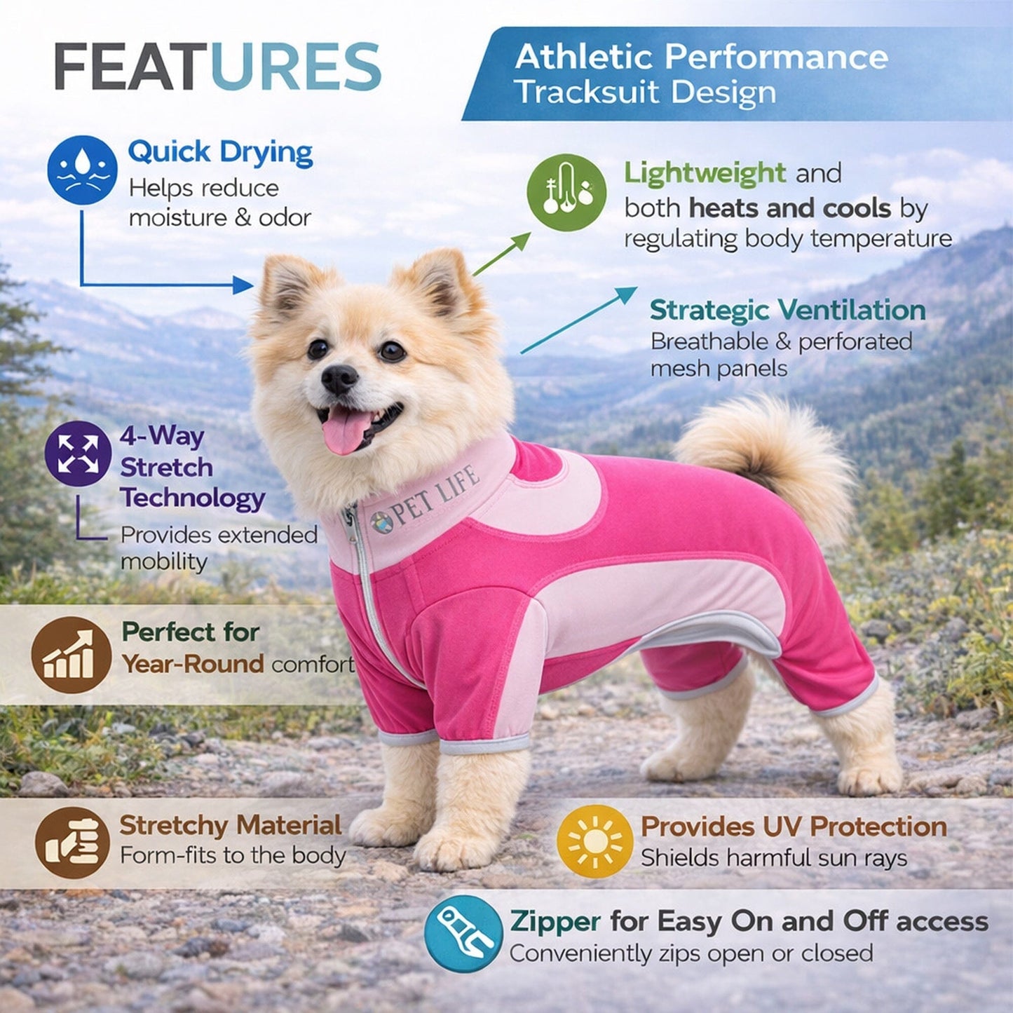 Pet Life ® Active 'Warm-Pup' Stretchy and Quick-Drying Fitness Dog Yoga Warm-Up Tracksuit