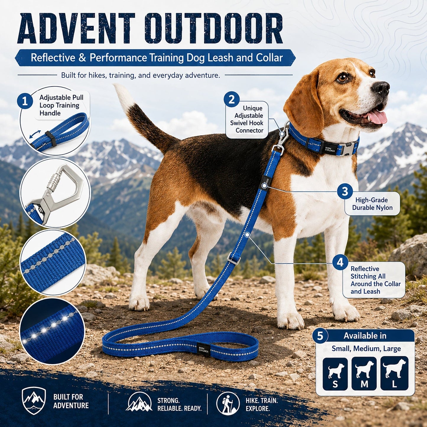 Pet Life ® 'Advent' Outdoor Series 3M Reflective 2-in-1 Durable Martingale Training Dog Leash and Collar