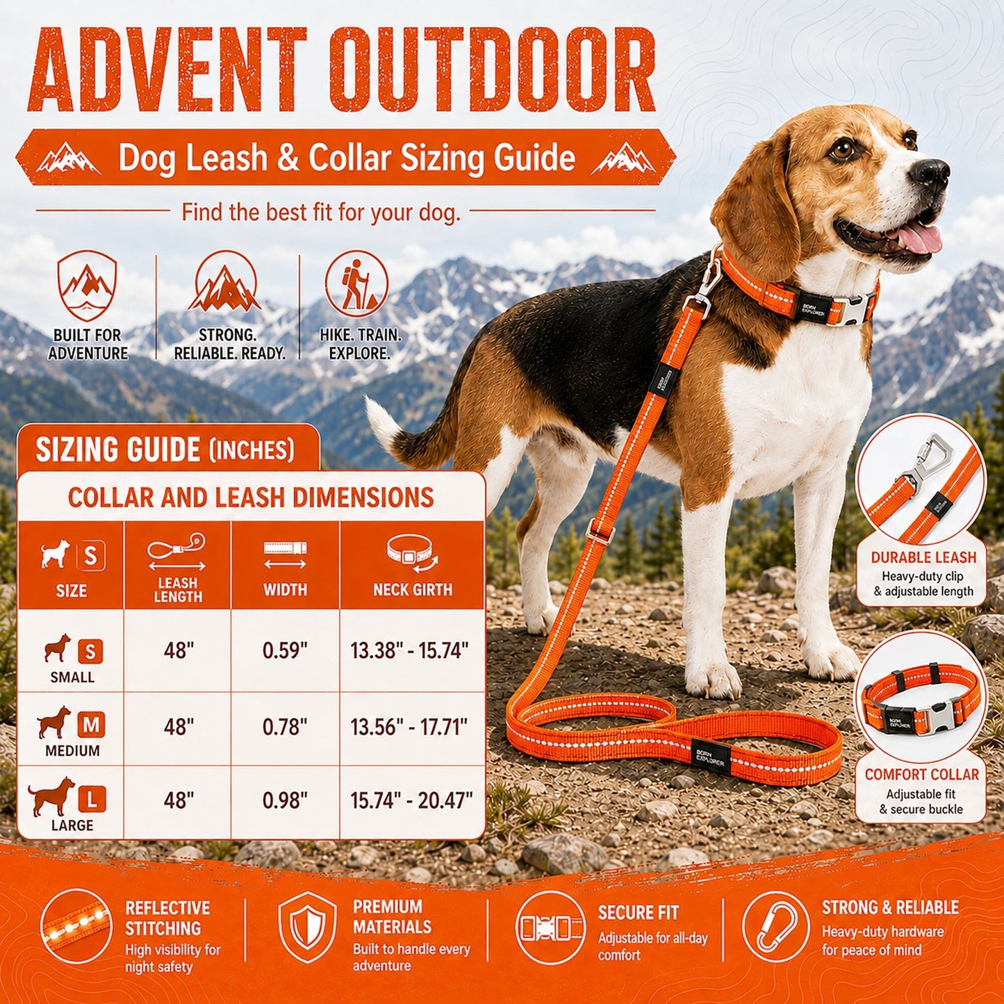 Pet Life ® 'Advent' Outdoor Series 3M Reflective 2-in-1 Durable Martingale Training Dog Leash and Collar