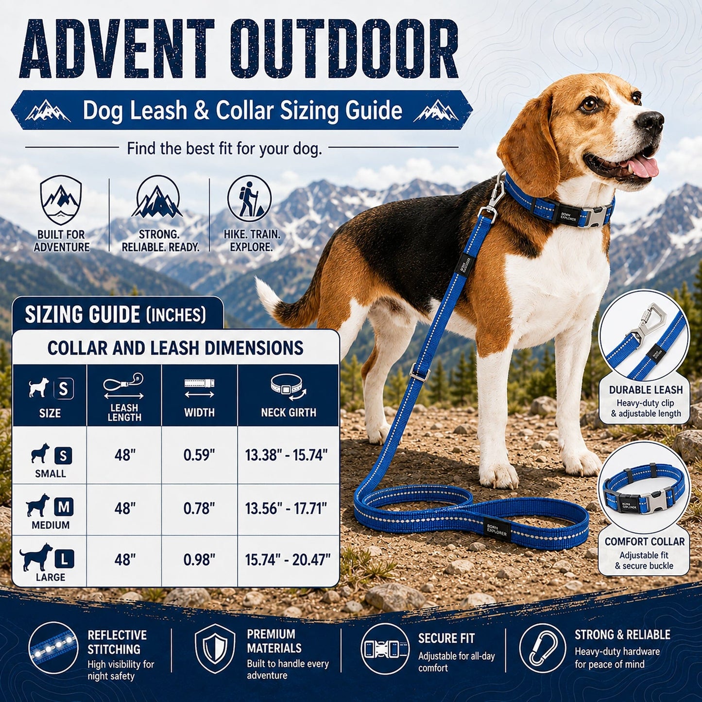 Pet Life ® 'Advent' Outdoor Series 3M Reflective 2-in-1 Durable Martingale Training Dog Leash and Collar