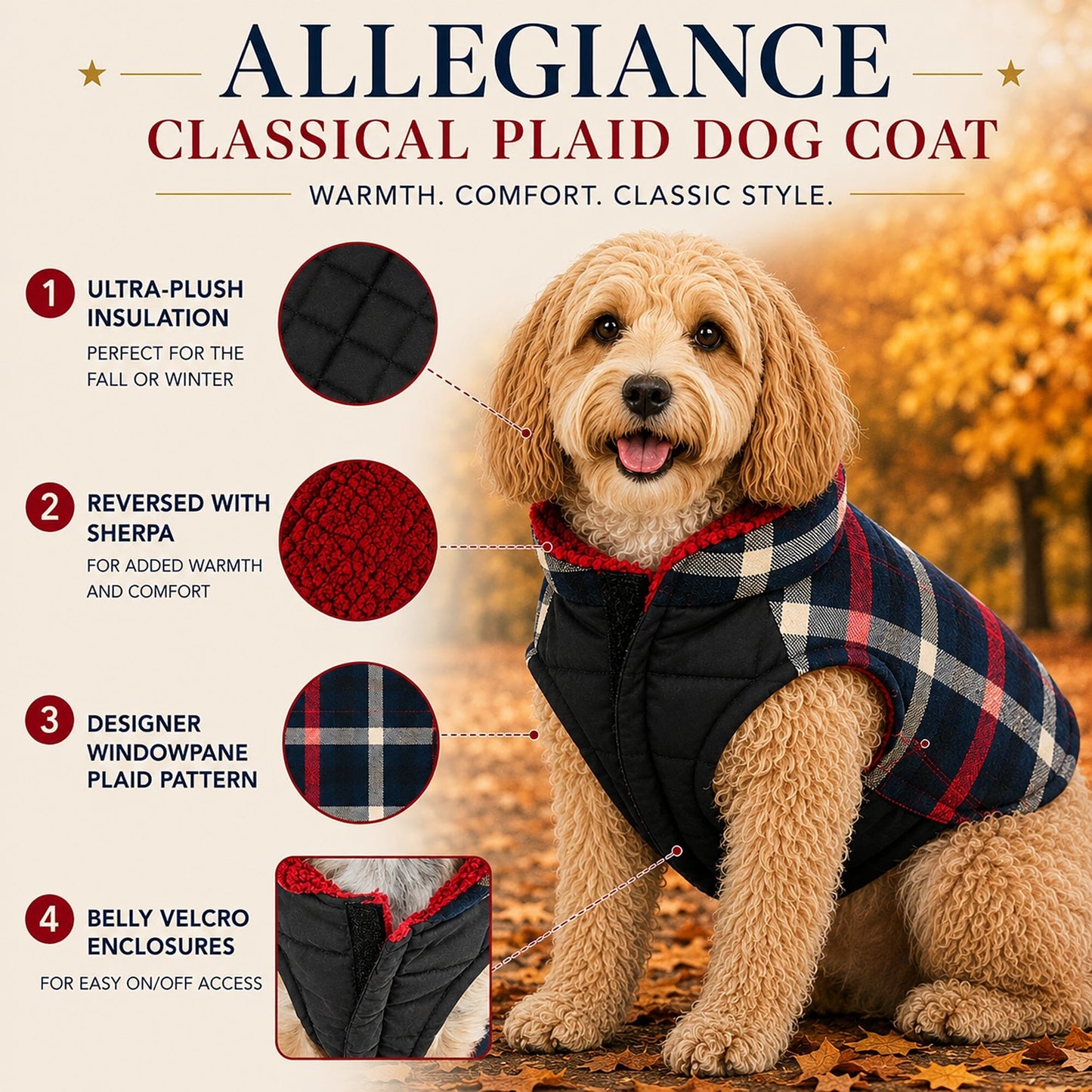 Pet Life ®  'Allegiance' Classical Insulated Plaid Fashion Dog Jacket