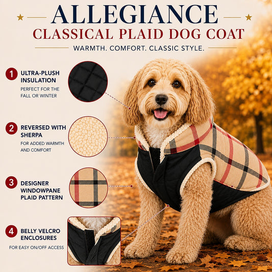 dog-plaid-jacket-classical-insulated-warm-winter-coat-luxury-view-2 | Majestic Pet Kingdom