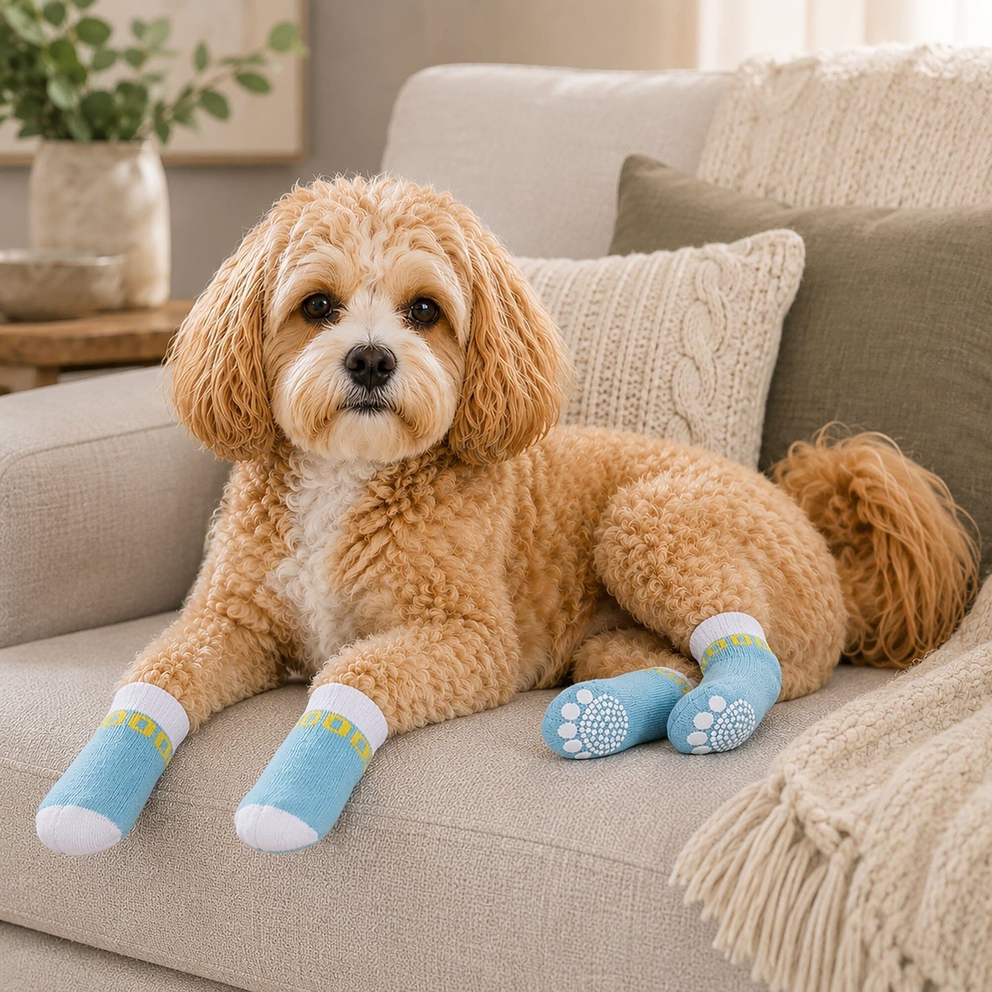 Pet Life ® Anti-Slip Rubberized Gripped Breathable Stretch Pet Dog Socks - Set of 4