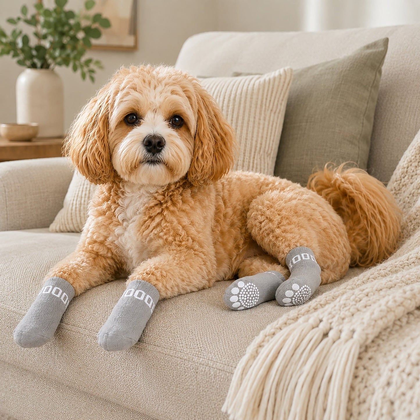 Pet Life ® Anti-Slip Rubberized Gripped Breathable Stretch Pet Dog Socks - Set of 4