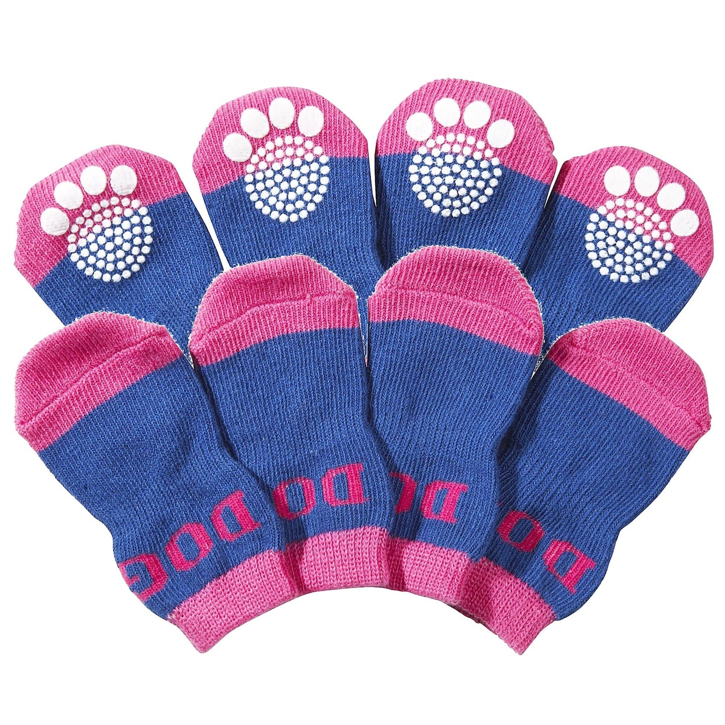 Pet Life ® Anti-Slip Rubberized Gripped Breathable Stretch Pet Dog Socks - Set of 4