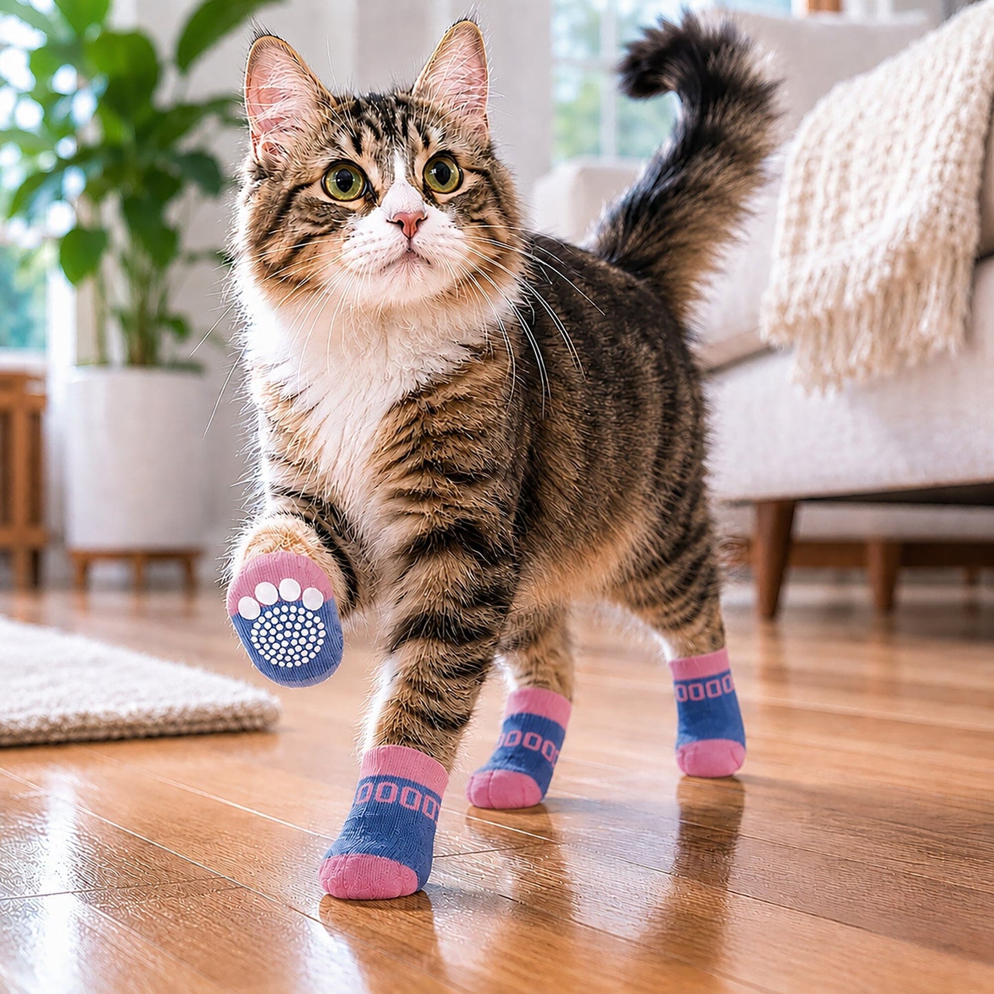 Pet Life ® Anti-Slip Rubberized Gripped Breathable Stretch Pet Dog Socks - Set of 4