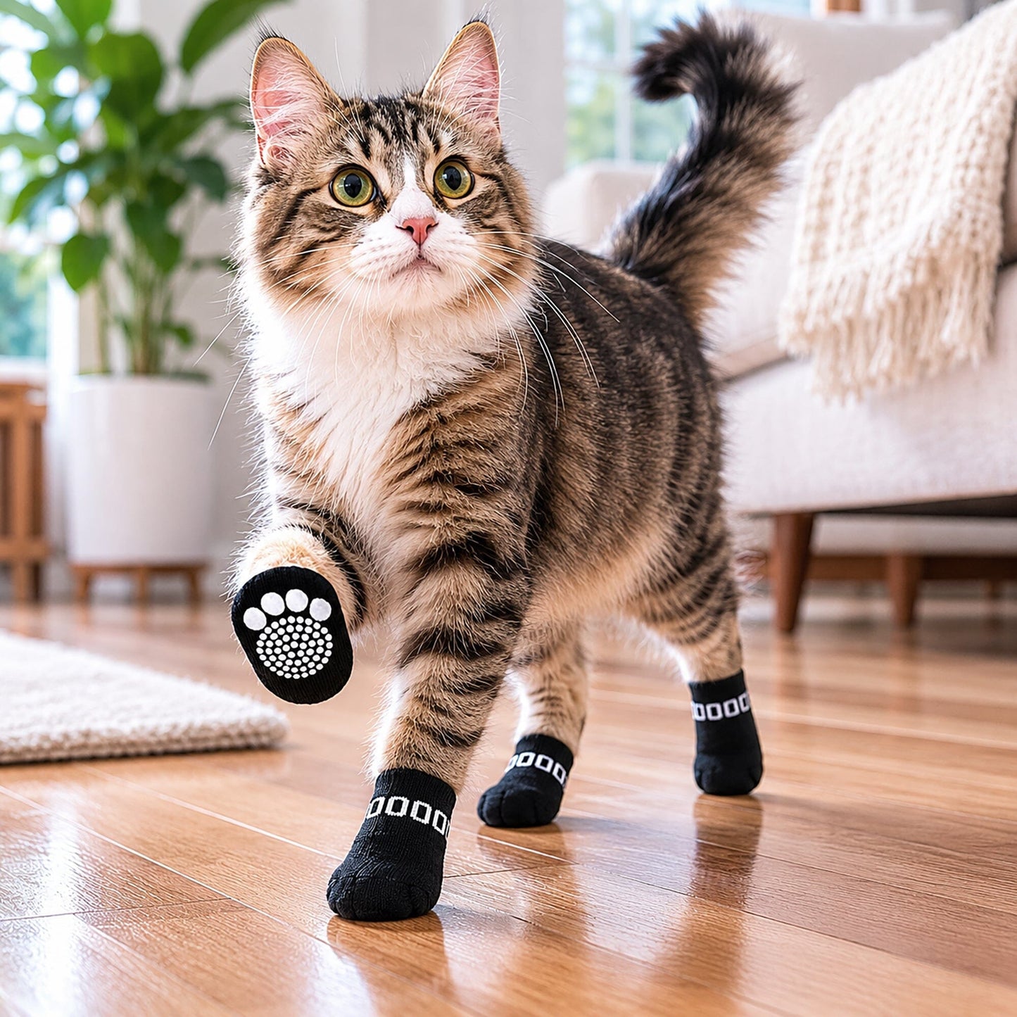 Pet Life ® Anti-Slip Rubberized Gripped Breathable Stretch Pet Dog Socks - Set of 4