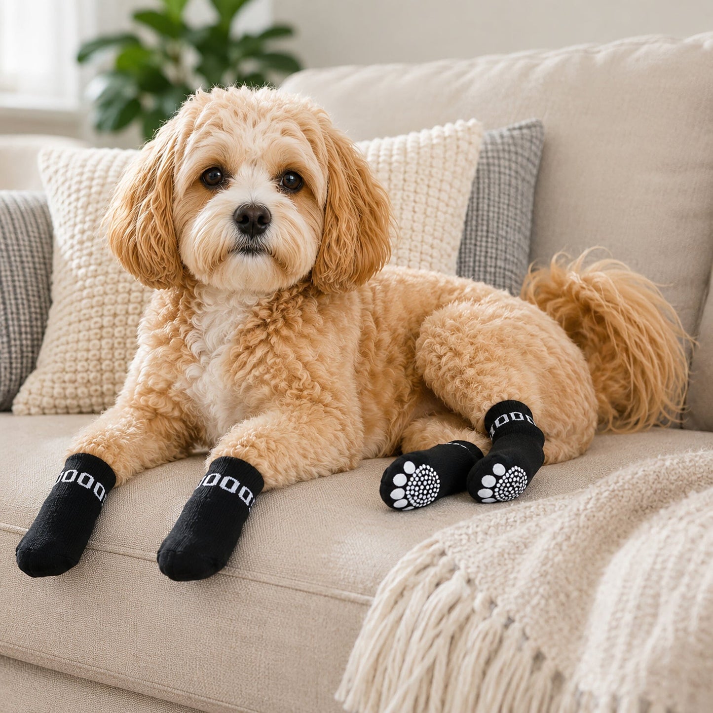 Pet Life ® Anti-Slip Rubberized Gripped Breathable Stretch Pet Dog Socks - Set of 4