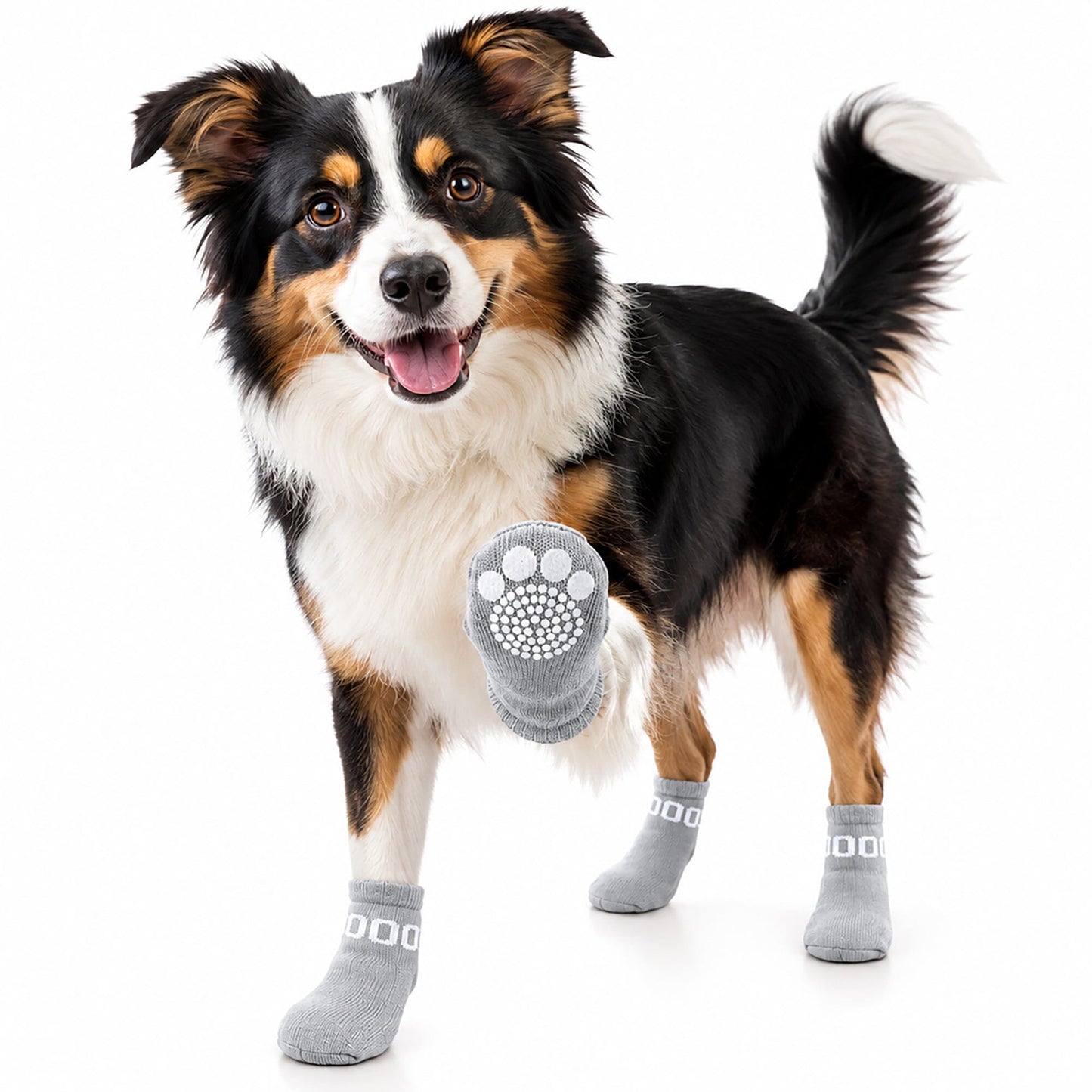 Pet Life ® Anti-Slip Rubberized Gripped Breathable Stretch Pet Dog Socks - Set of 4
